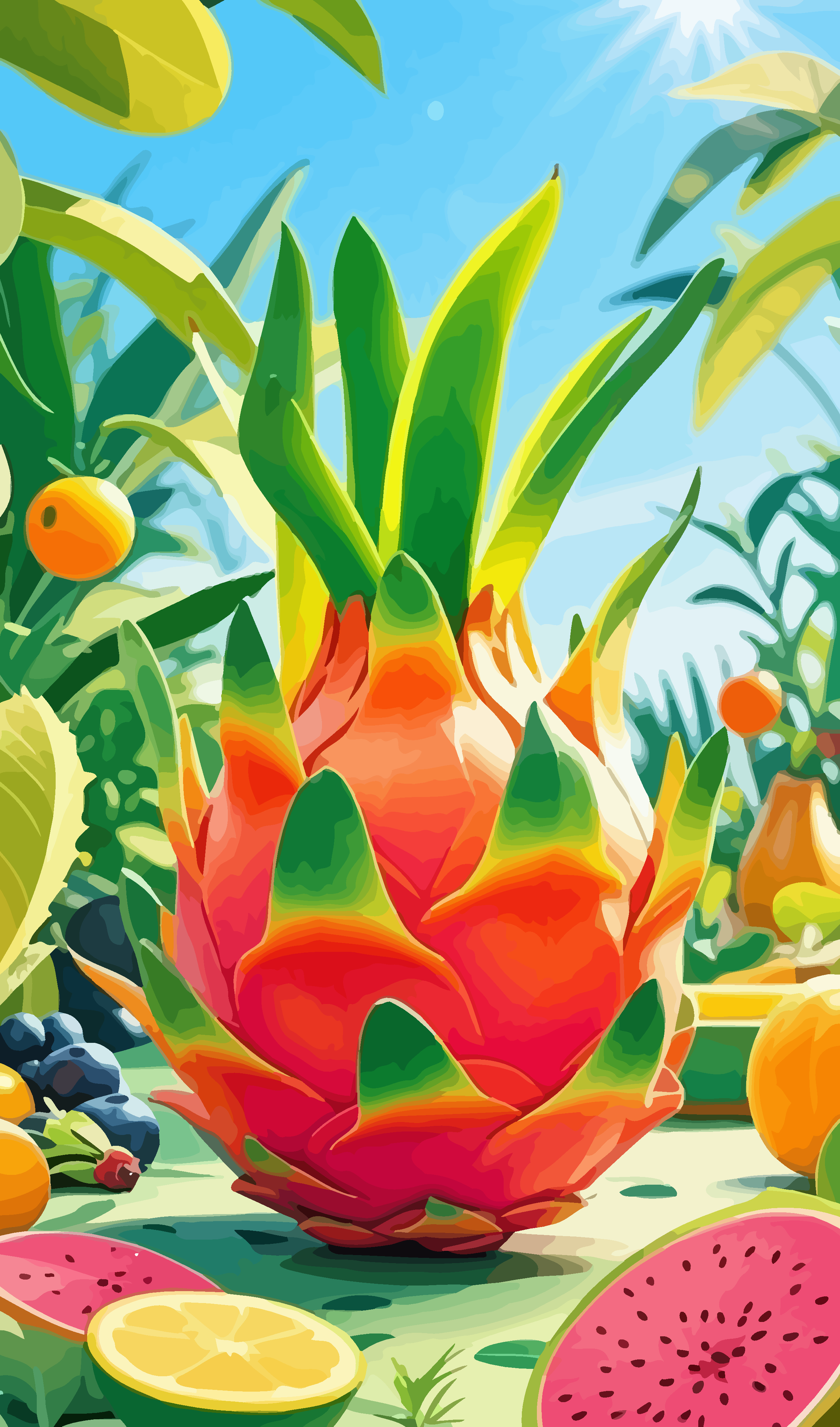 火龙果矢量图形插画素材