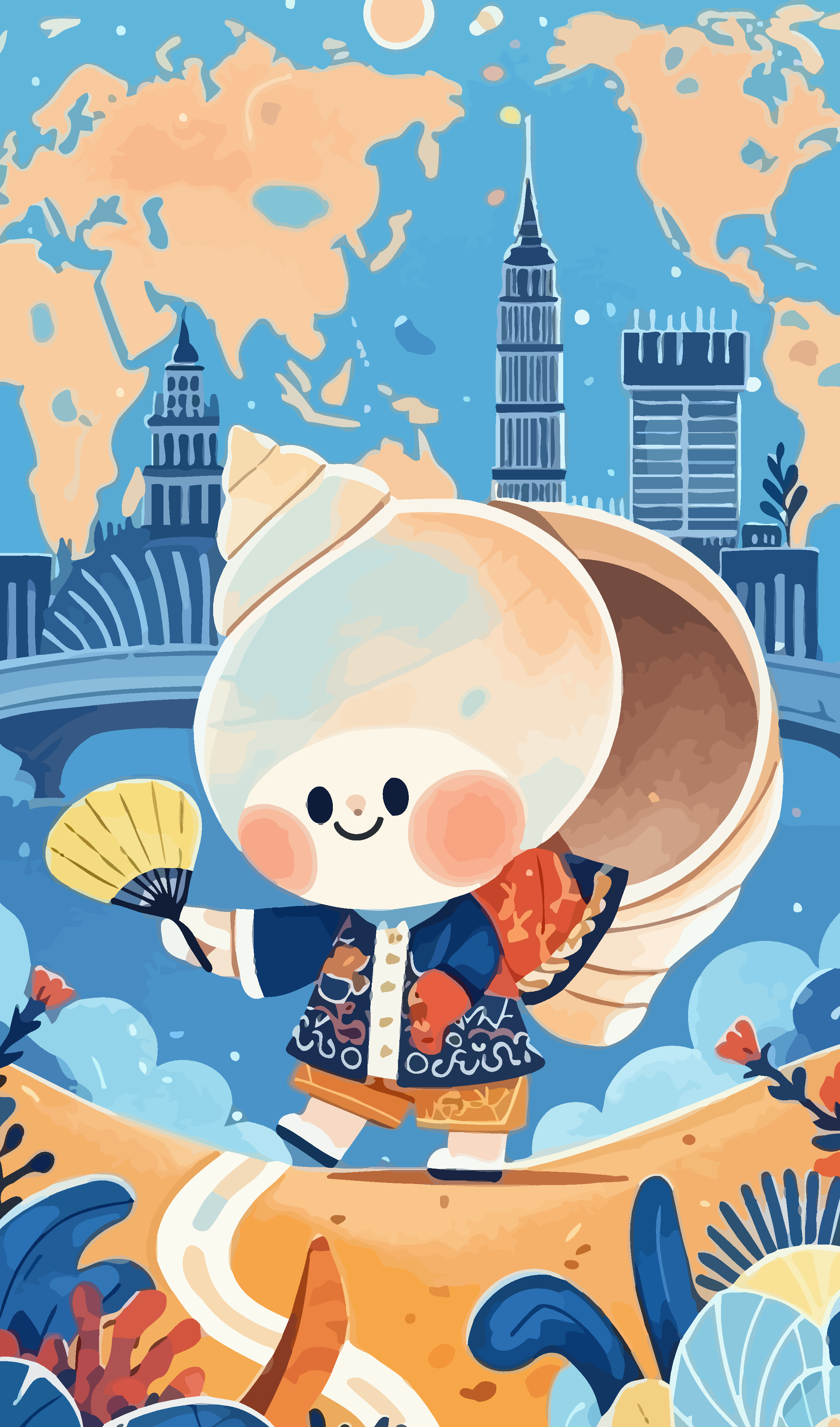 可爱卡通海螺矢量插画图形元素素材