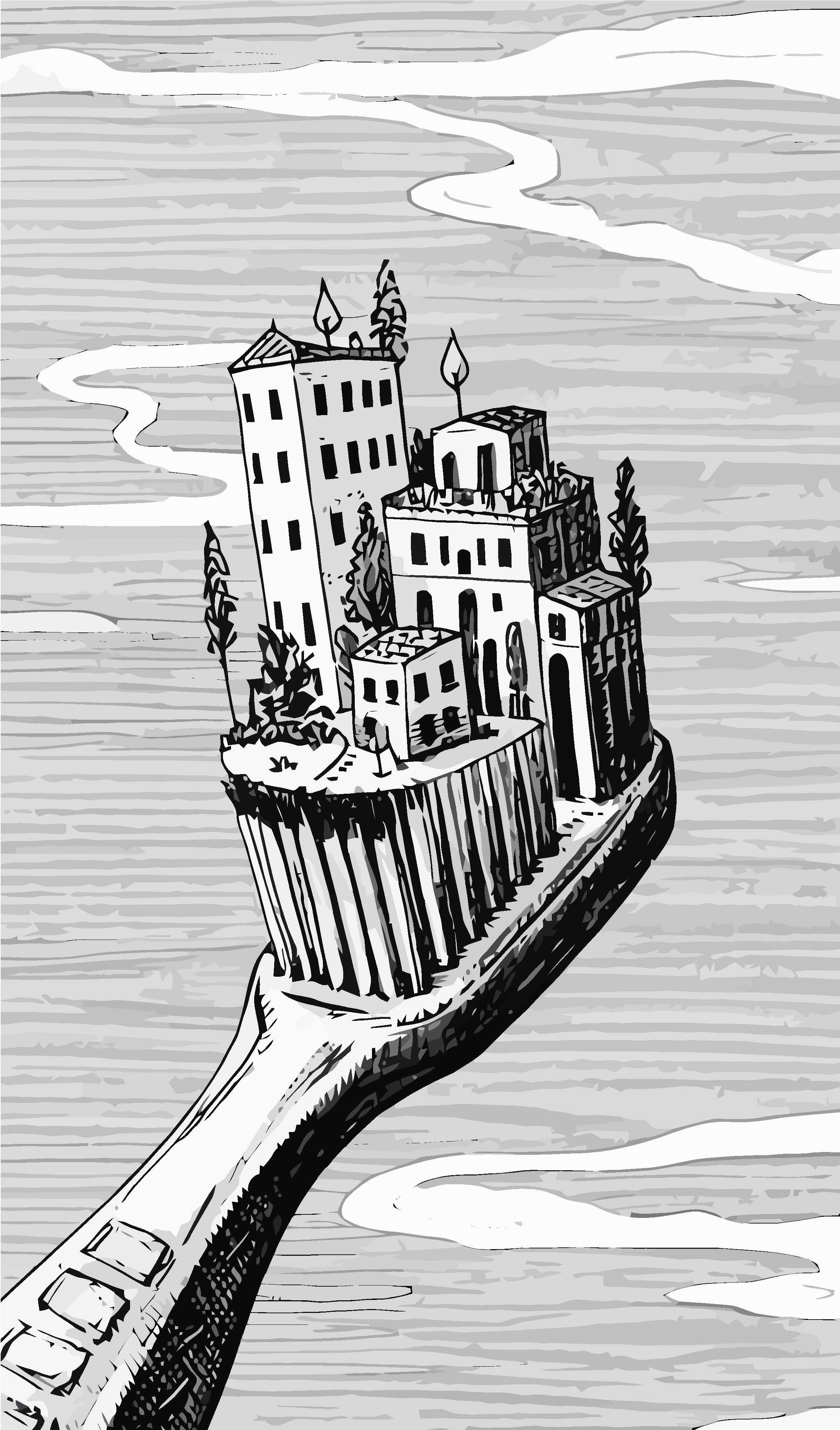创意牙刷建筑矢量插画图形素材