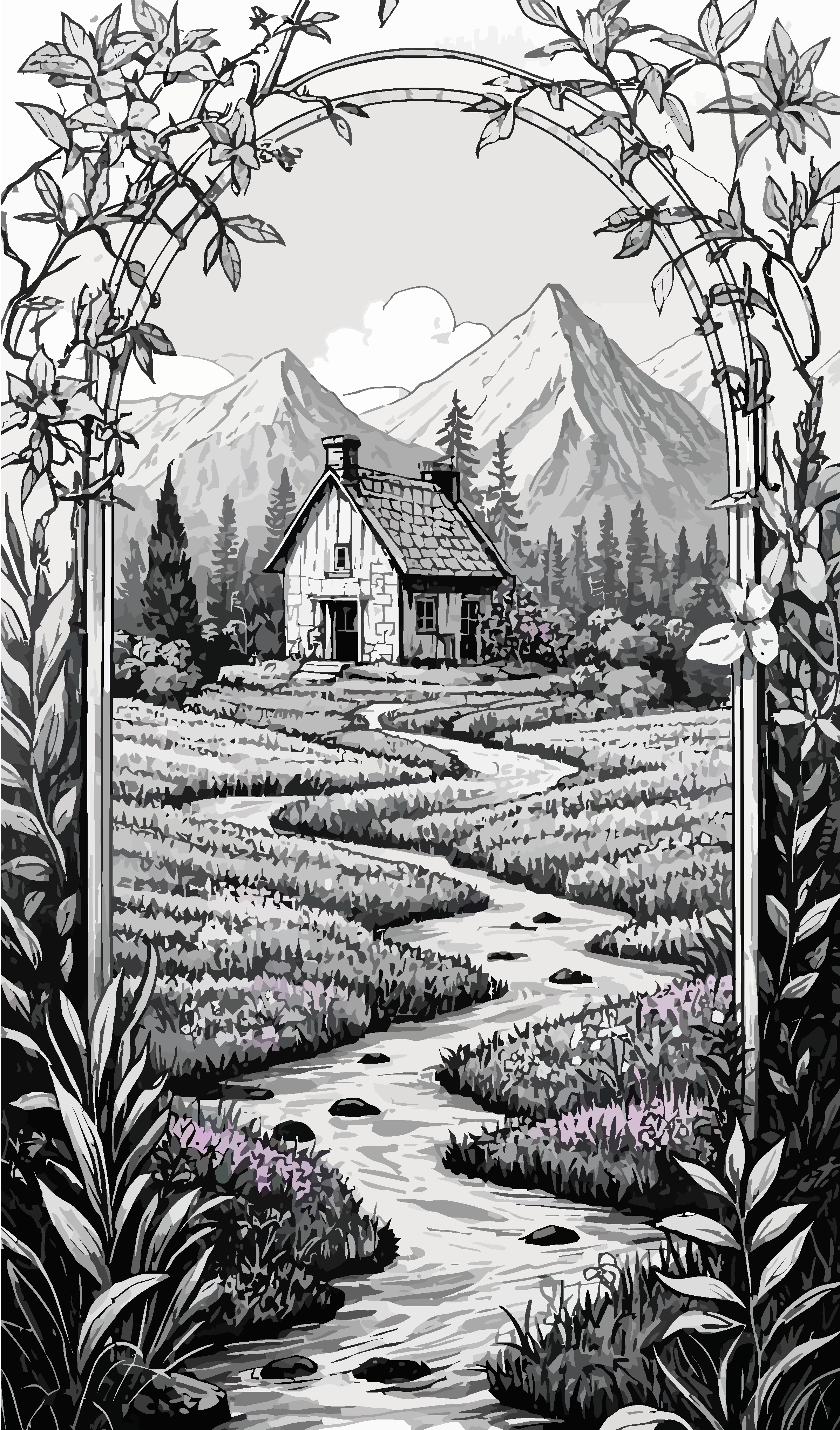 创意镜中风景山川矢量插画图形素材