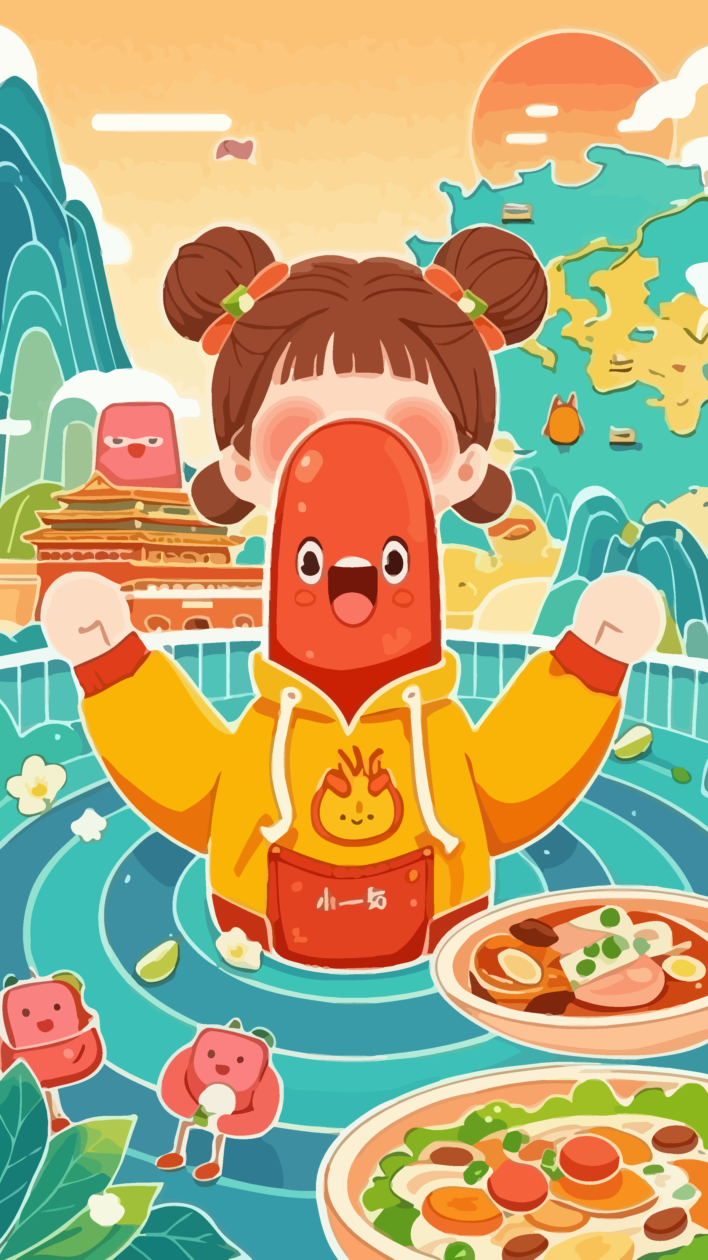 火腿肠娃娃矢量插画图形素材