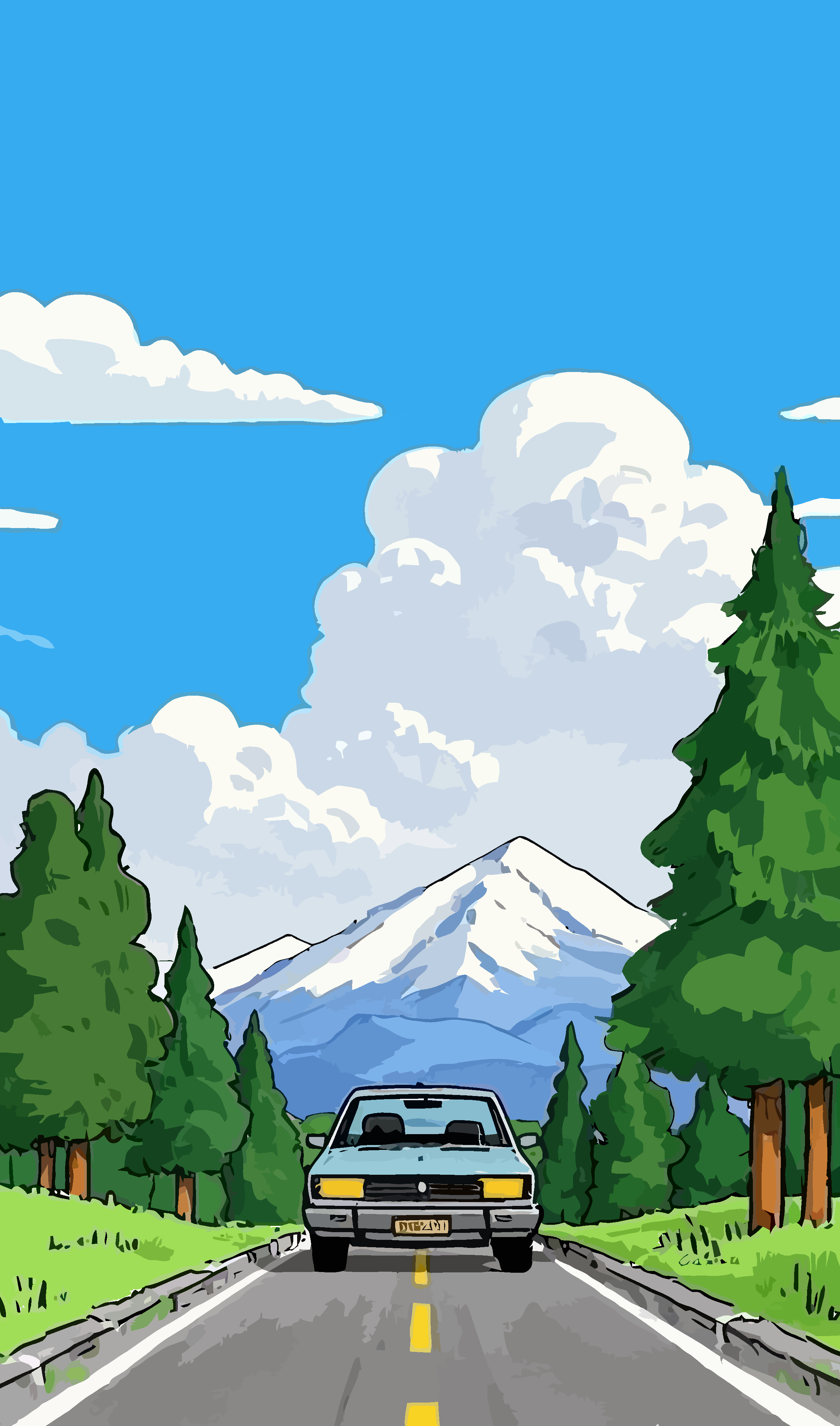 公路交通风景矢量插画图形素材