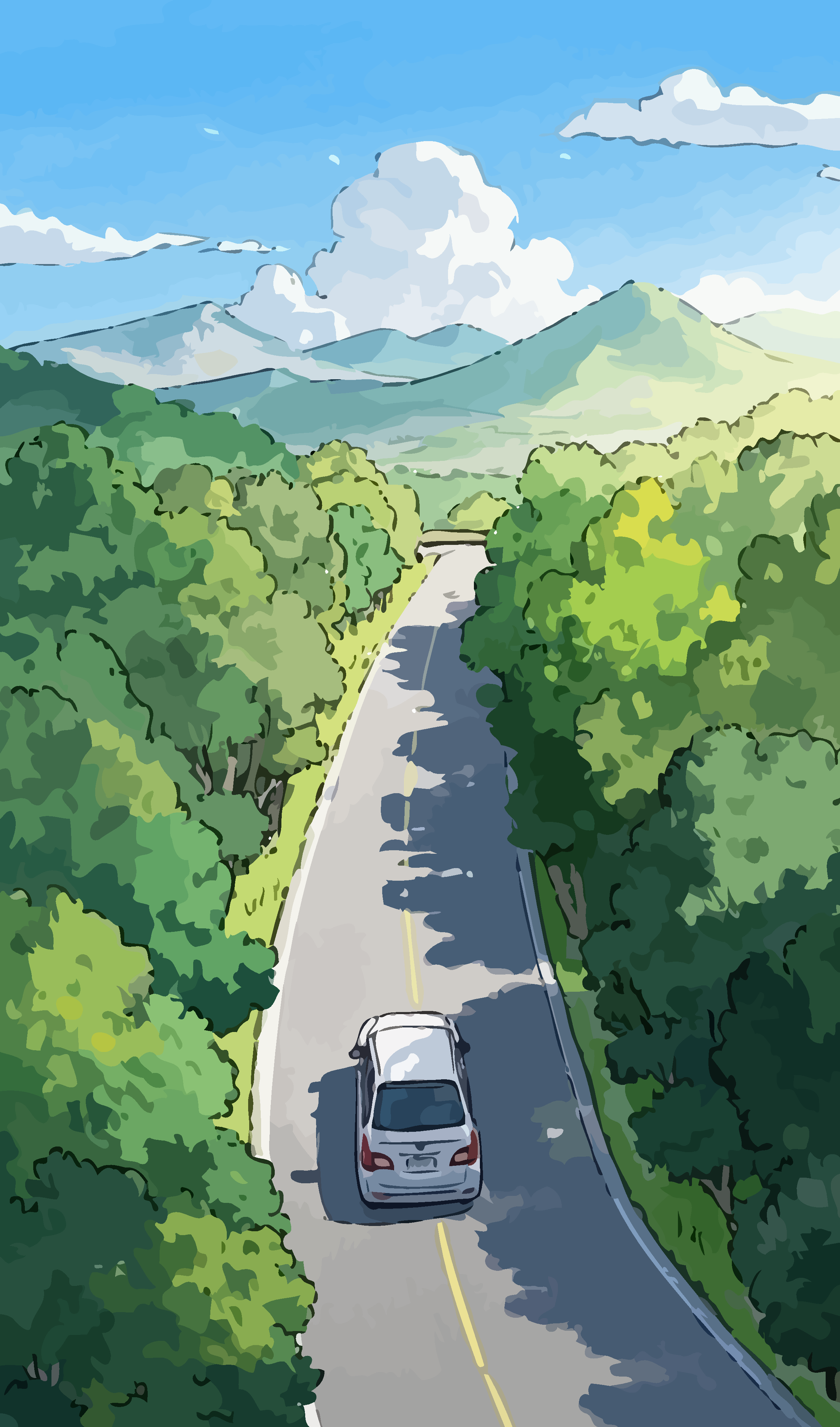 公路交通风景矢量插画图形元素素材