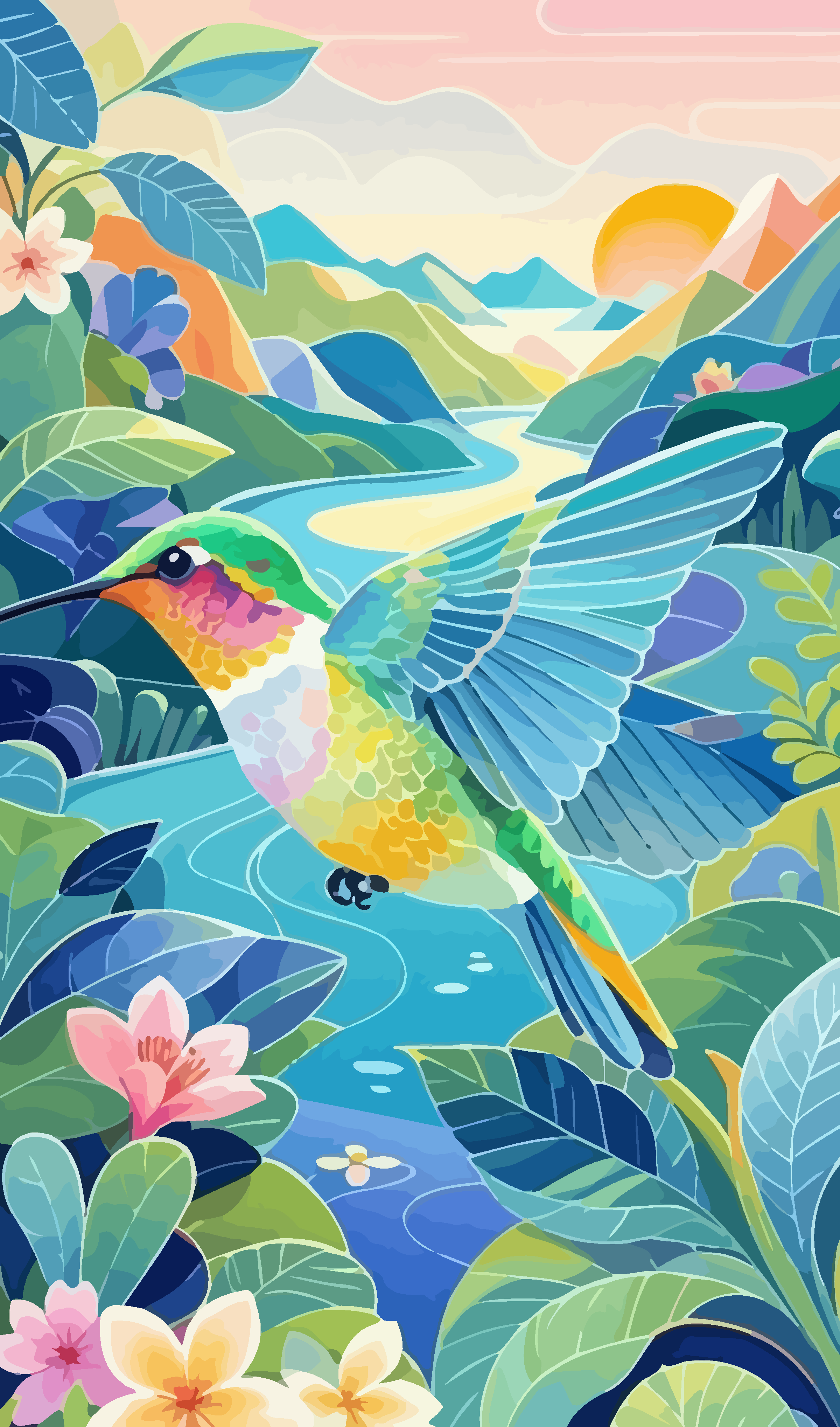 蜂鸟矢量插画图形素材
