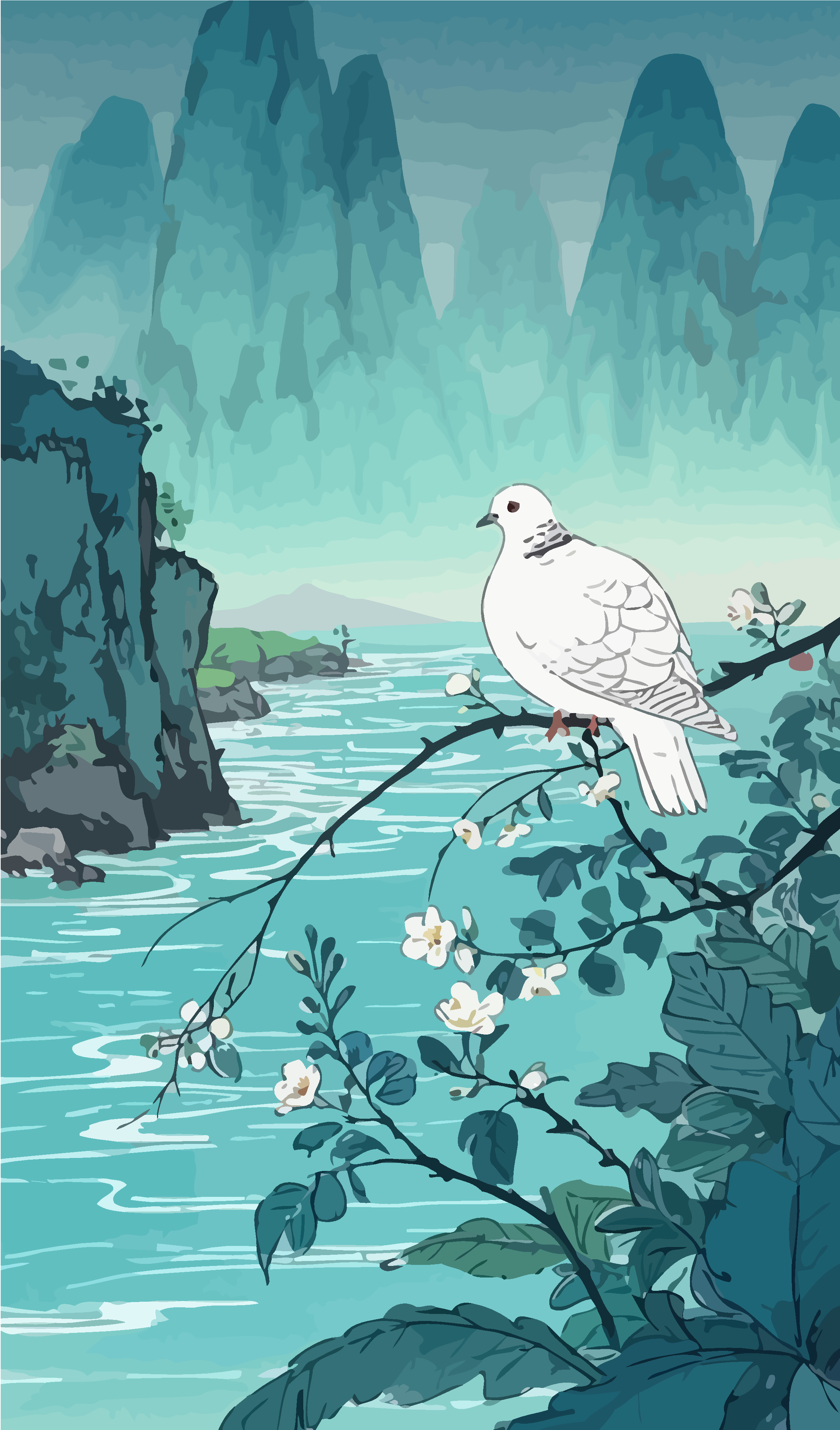 斑鸠鸽子矢量图形插画素材