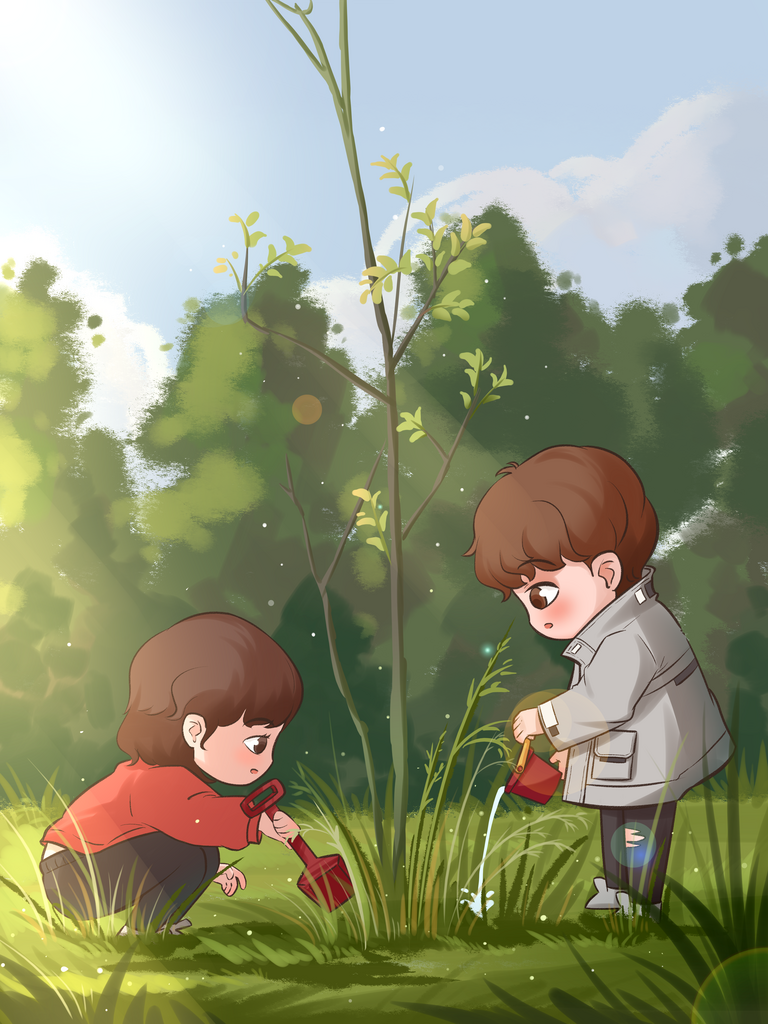 植樹節(jié)種樹森林公益綠色環(huán)?？ㄍㄊ掷L海報(bào)素材