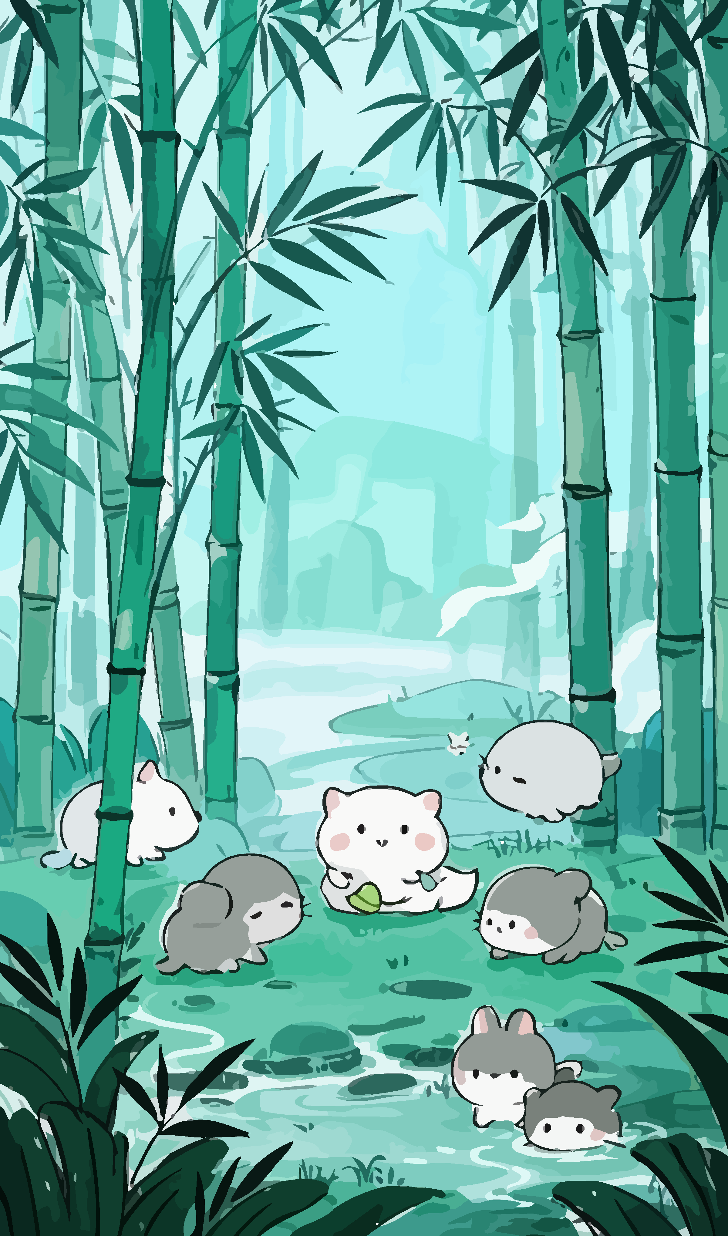 古风竹林人物矢量插画图形元素素材
