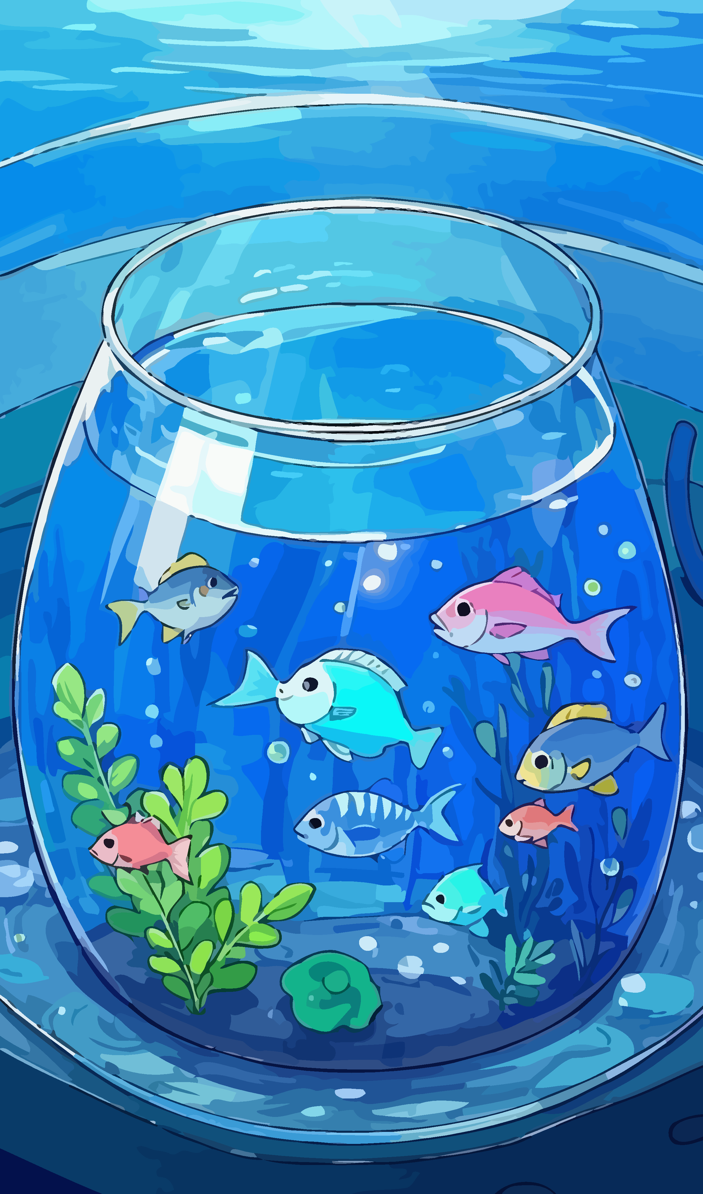 鱼缸宠物鱼矢量插画图形素材