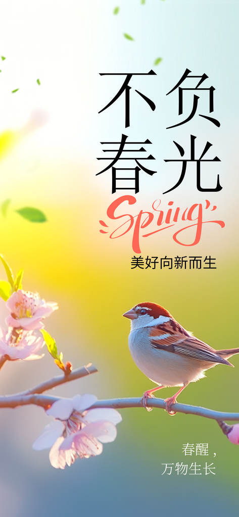 不负春光日常活动海报素材
