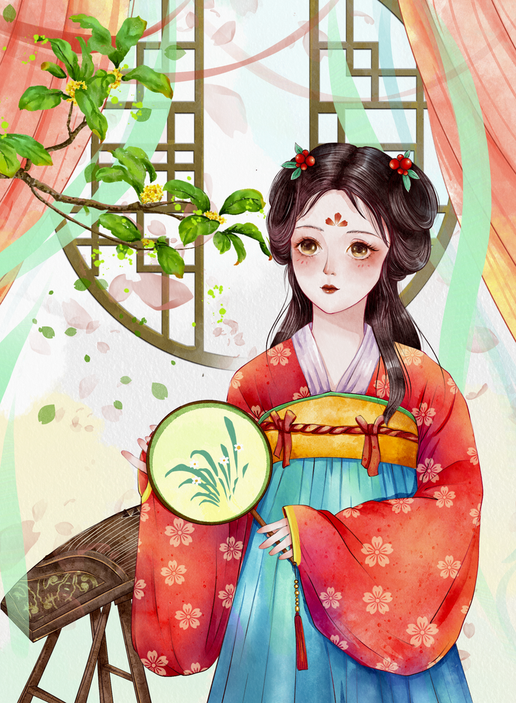 中国风古装美女插画素材素材