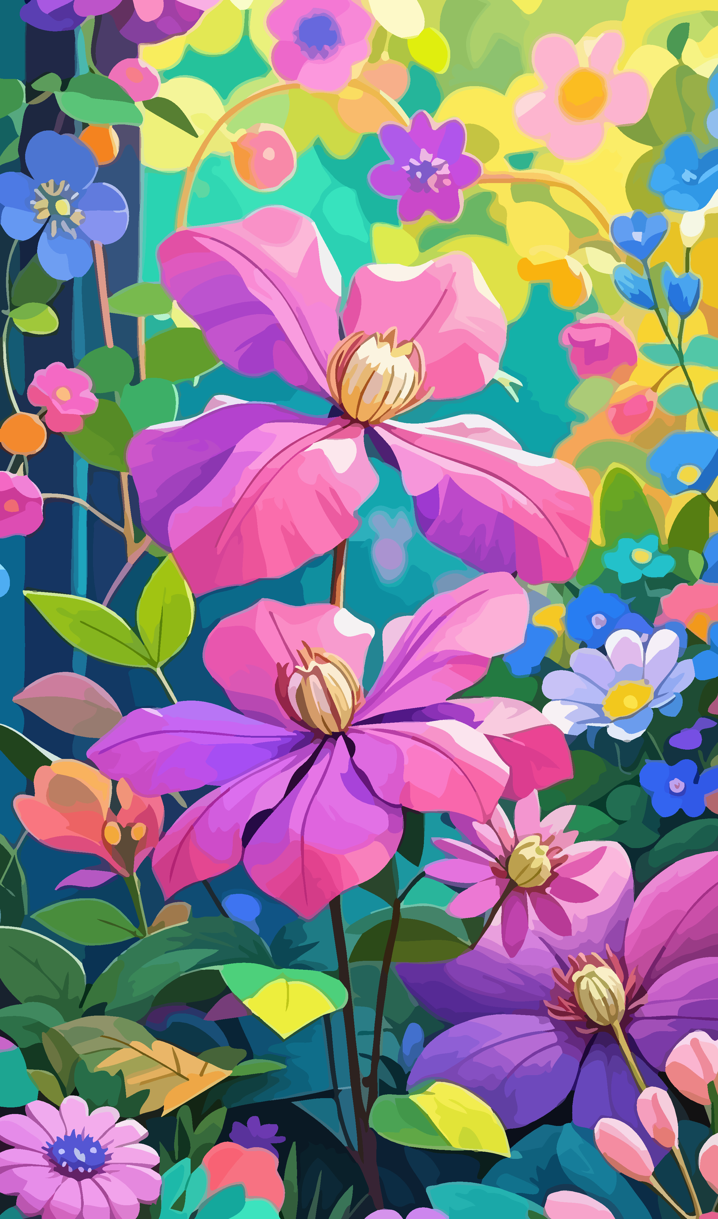 铁线莲矢量插画图形素材