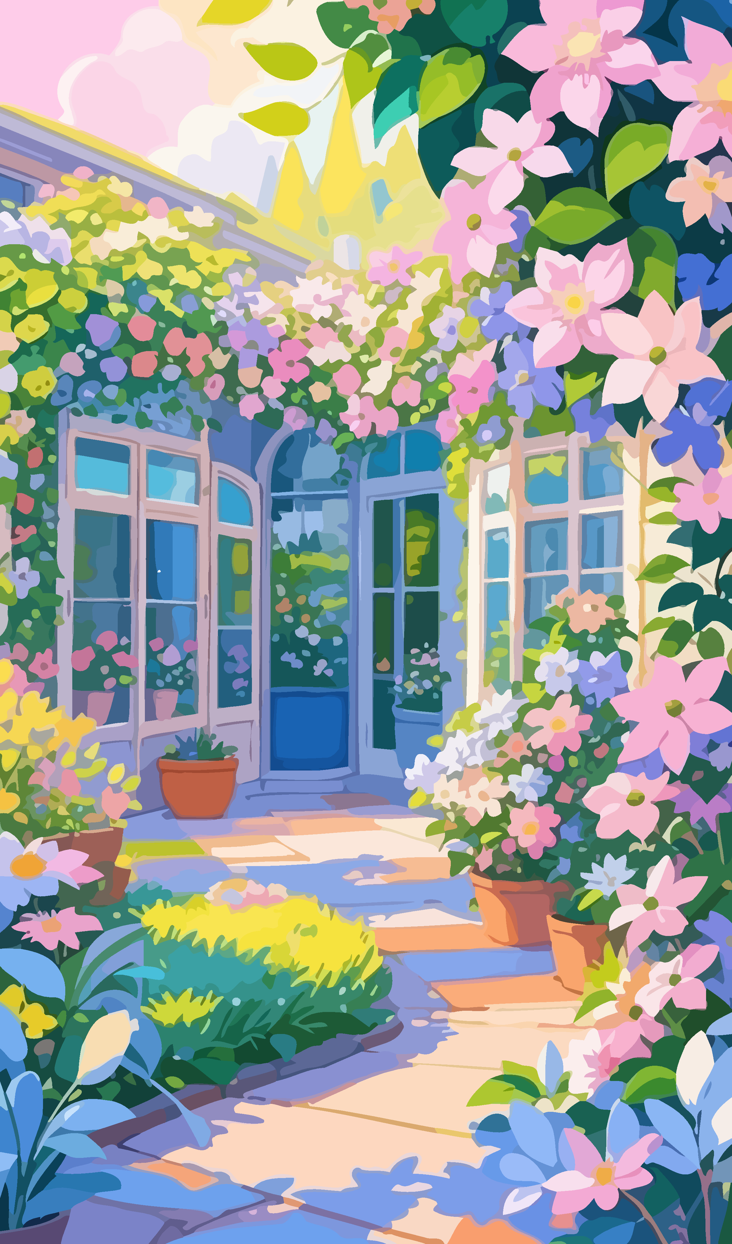 铁线莲矢量插画图形元素素材