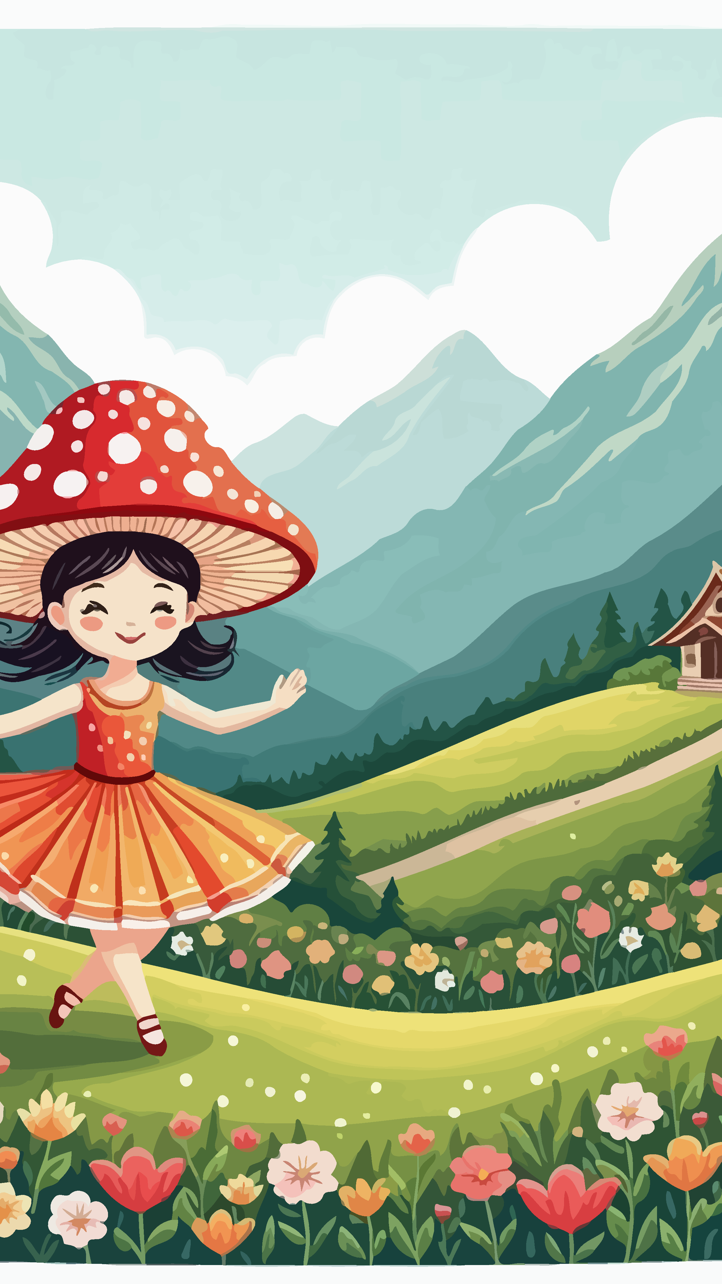 蘑菇娃娃矢量插画图形素材