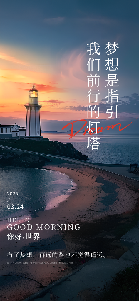 早安你好正能量语录梦想日签配图海报素材