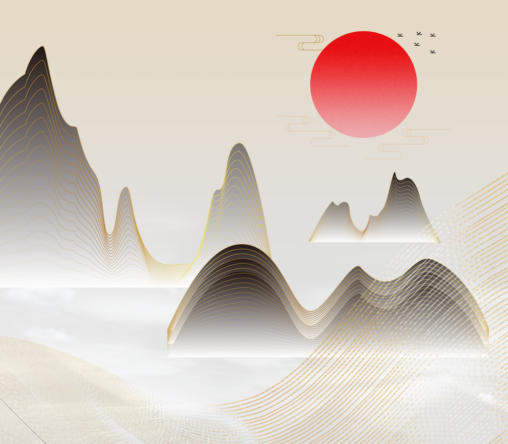 中國風(fēng)水墨意境山脈背景素材素材