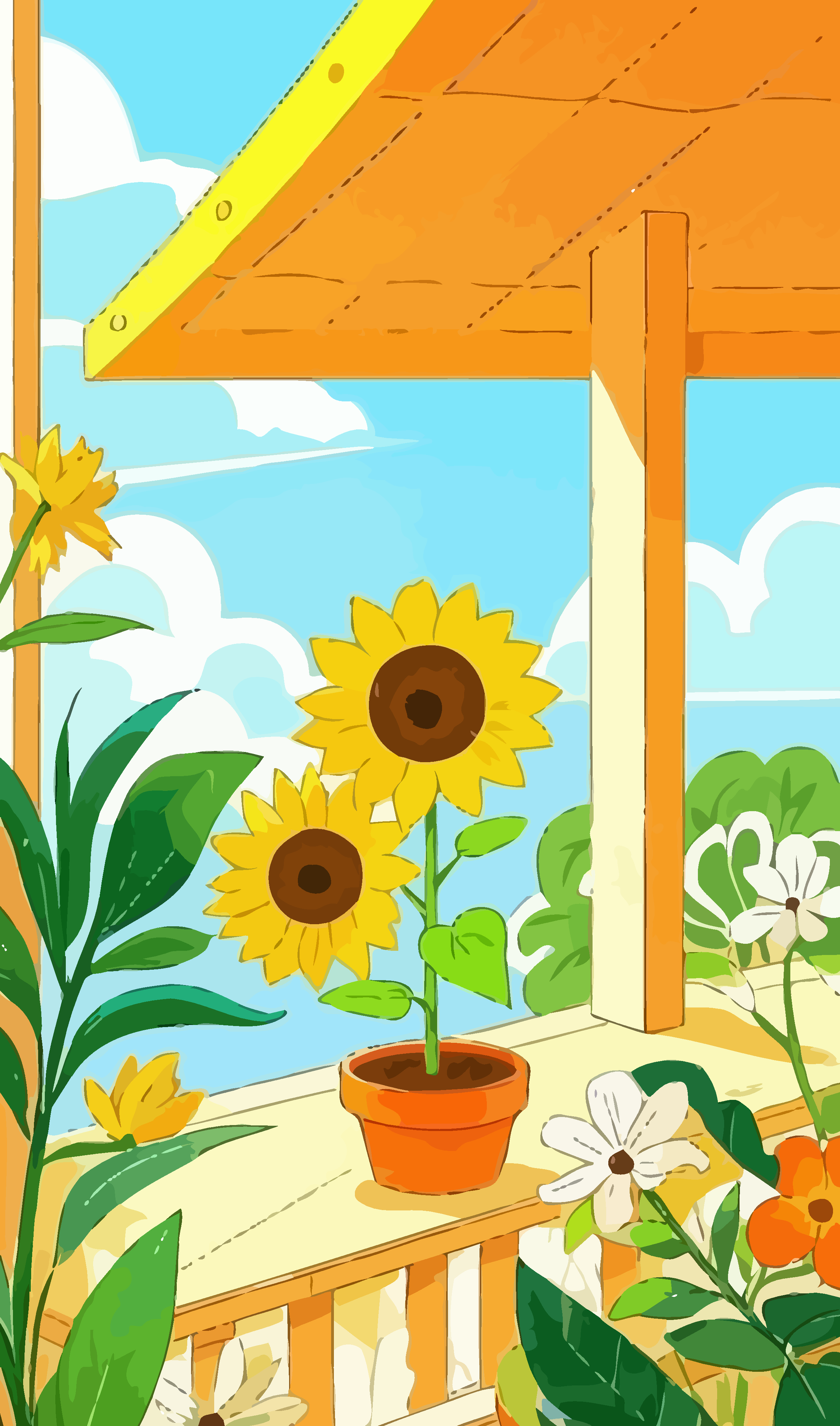 向日葵矢量插画图形元素素材