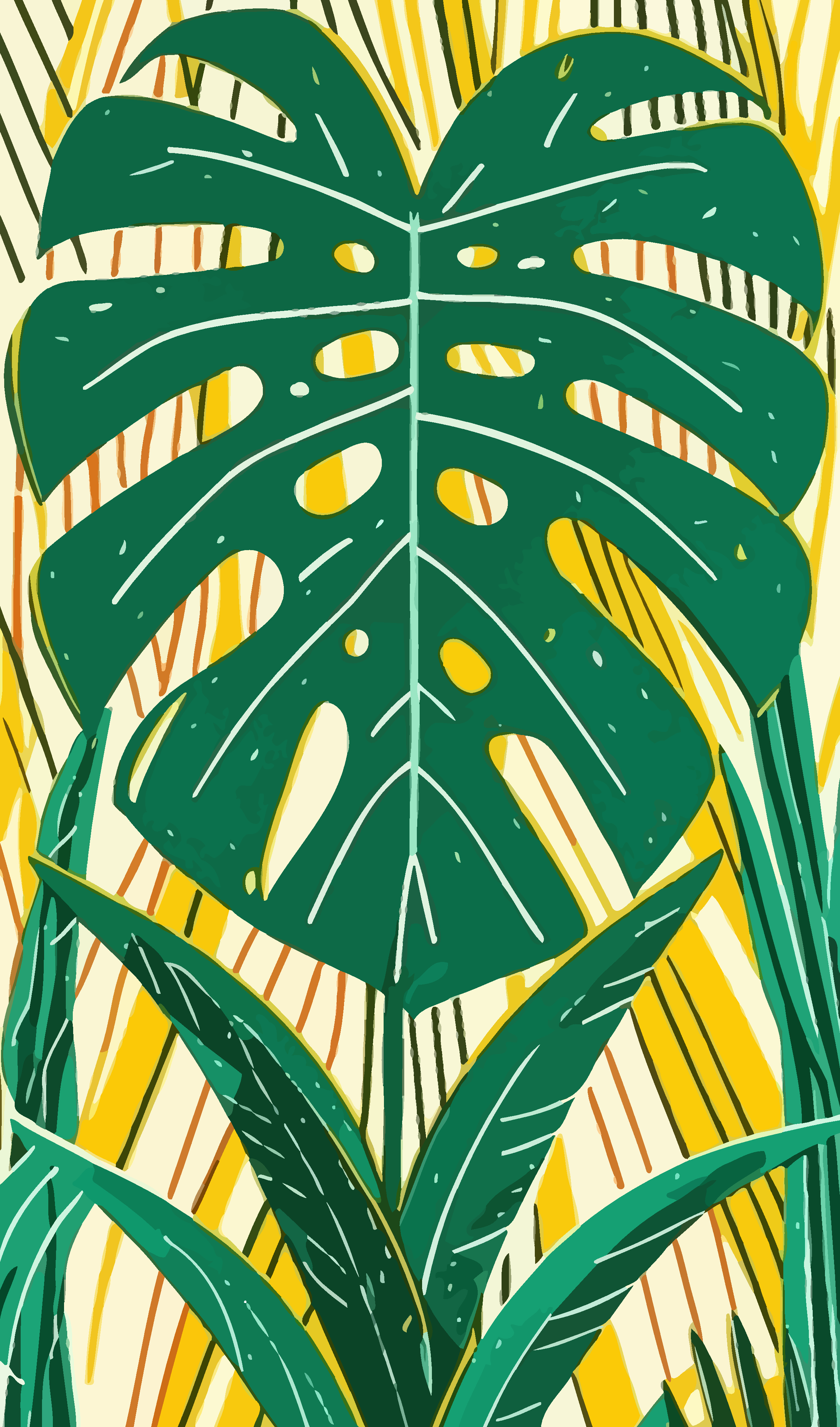 龟背竹矢量插画图形元素素材