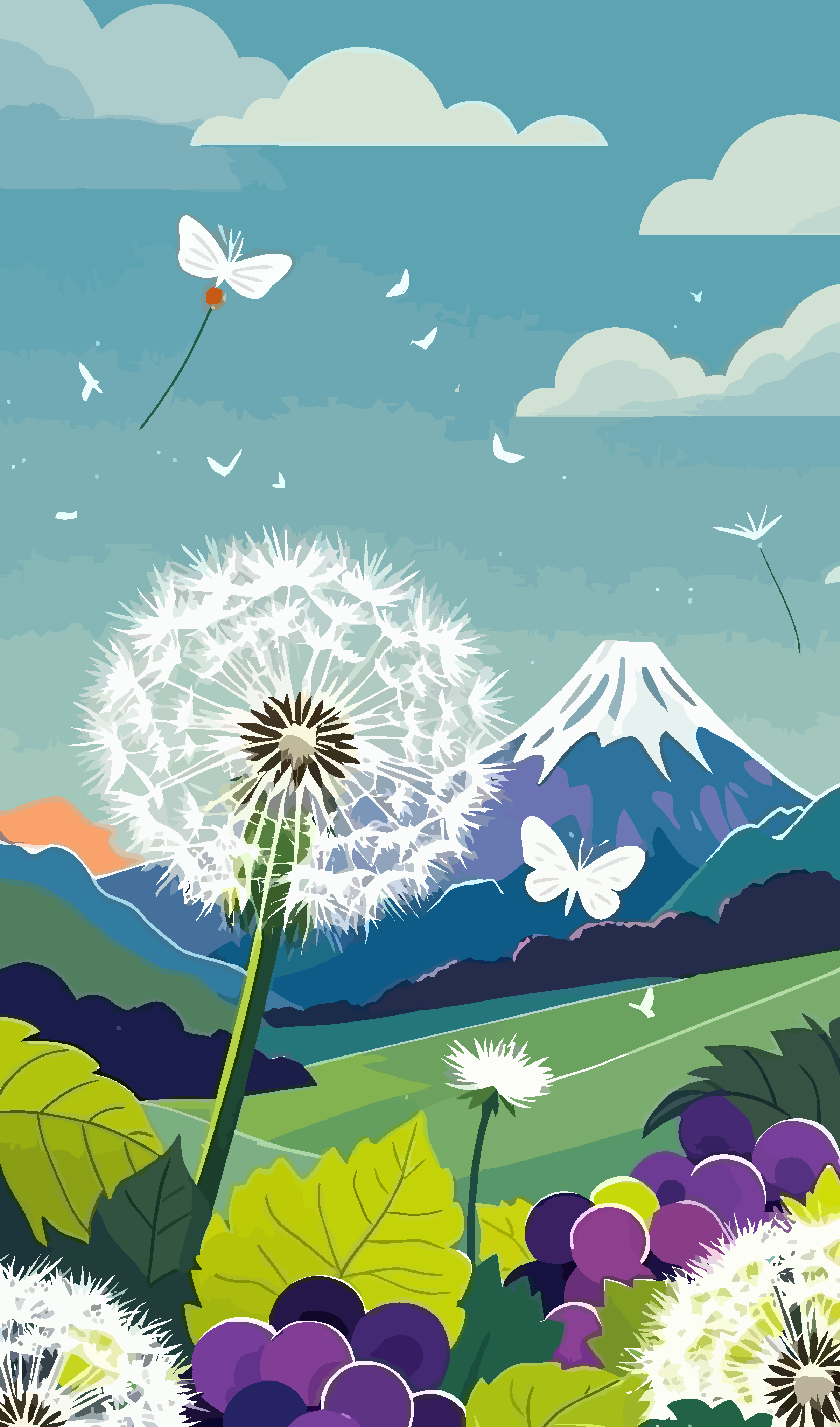蒲公英矢量插画图形元素素材