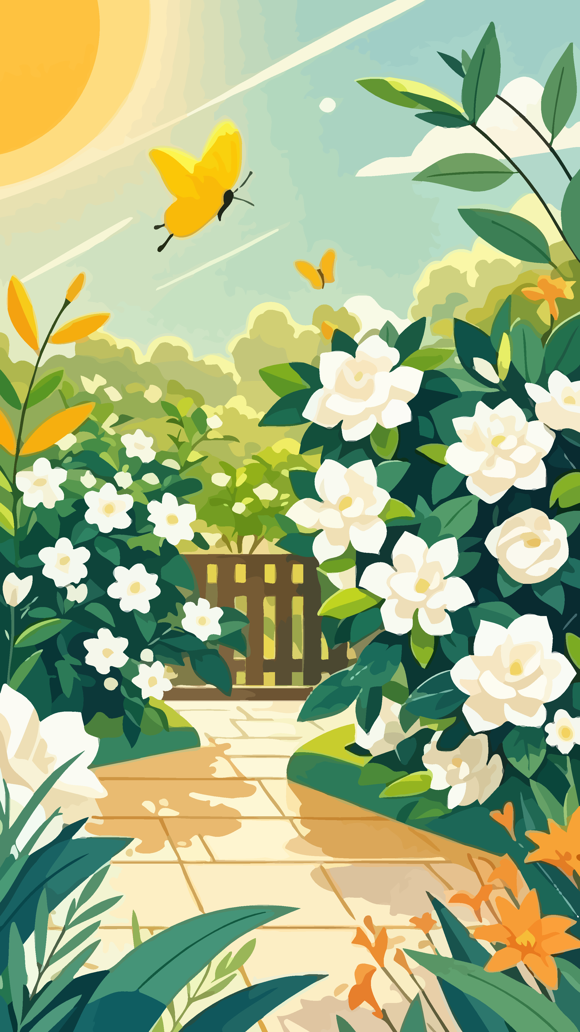 栀子花矢量插画图形元素素材