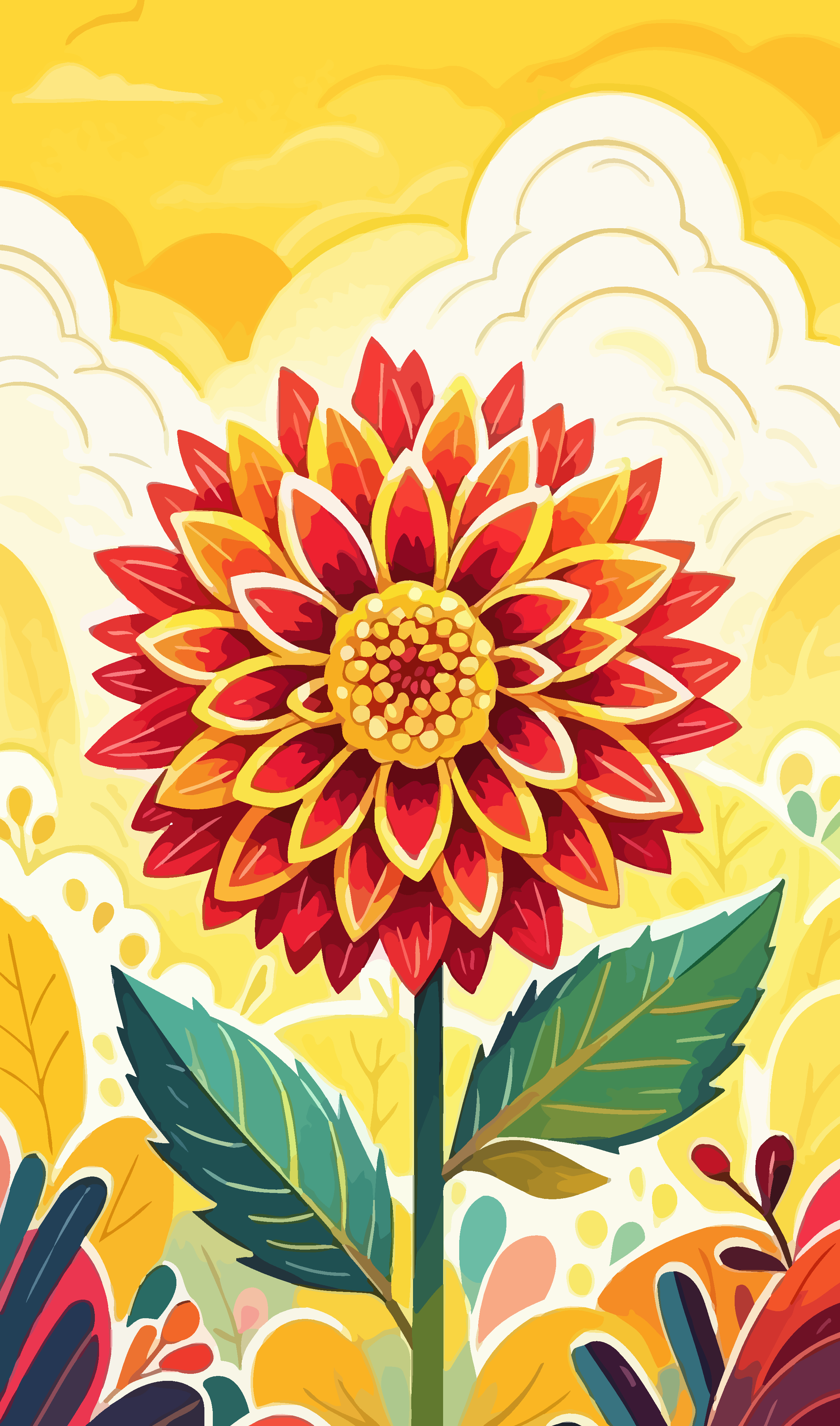 大理花矢量插画图形素材
