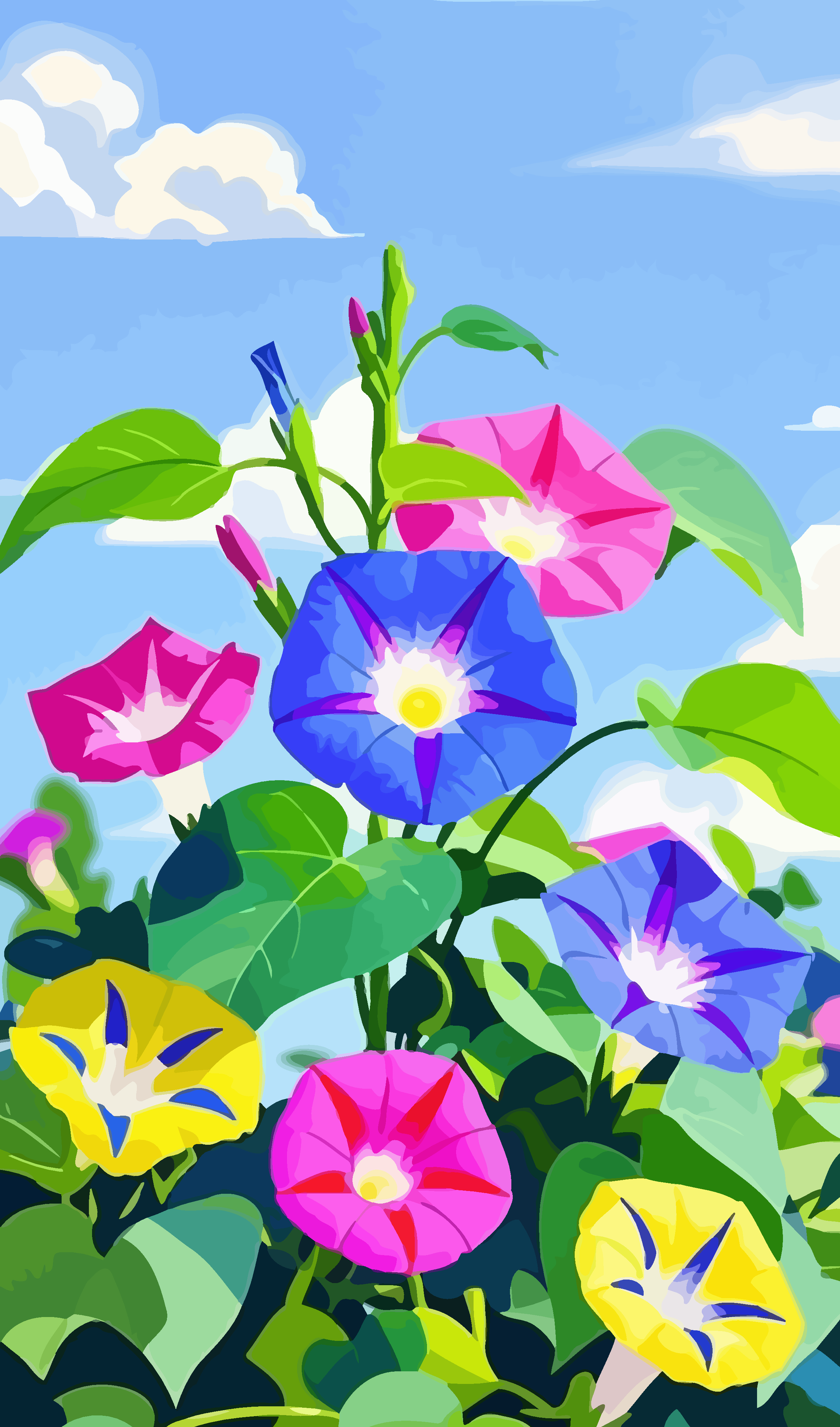 牵牛花矢量插画图形元素素材