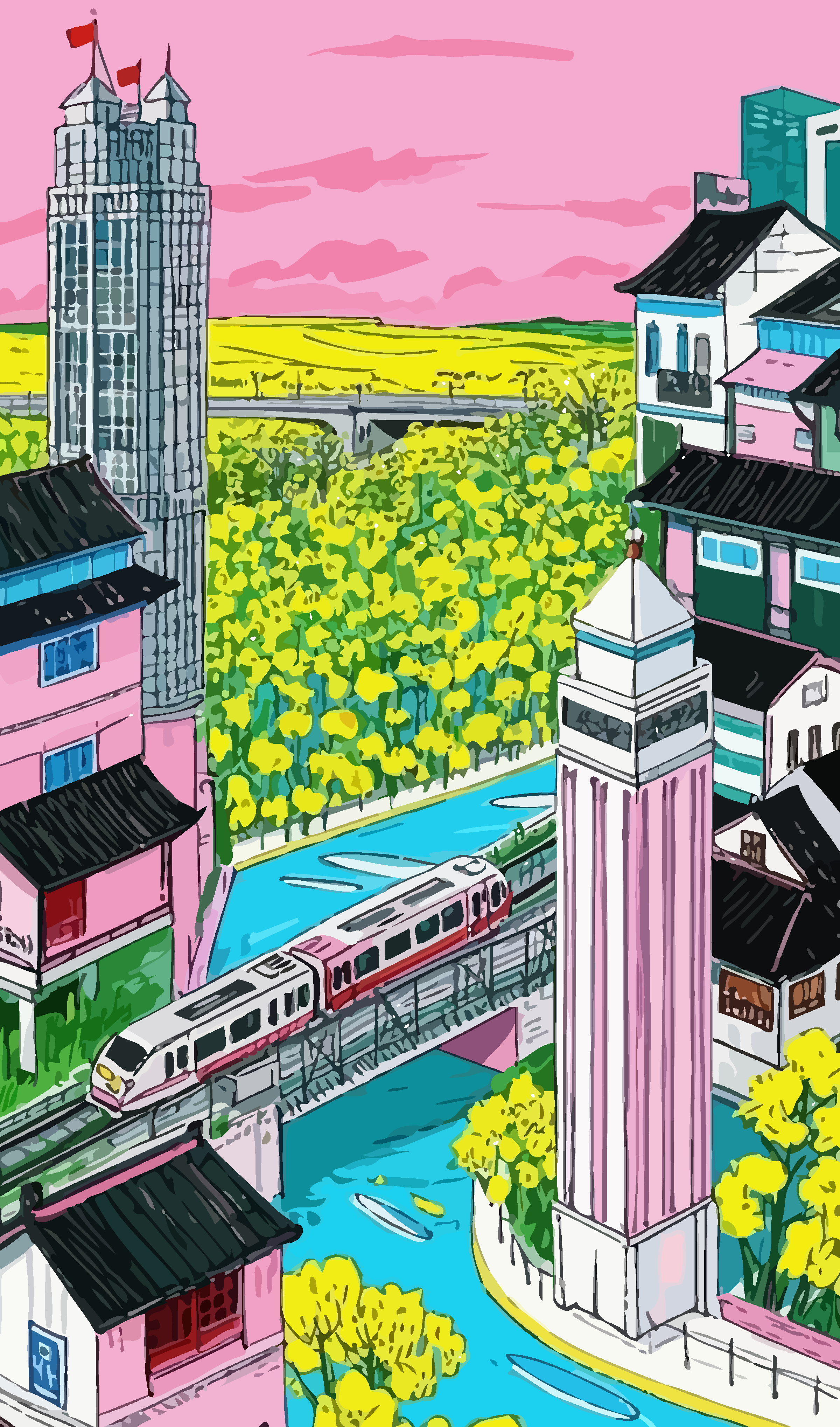 城市建筑重庆建筑矢量插画图形元素素材