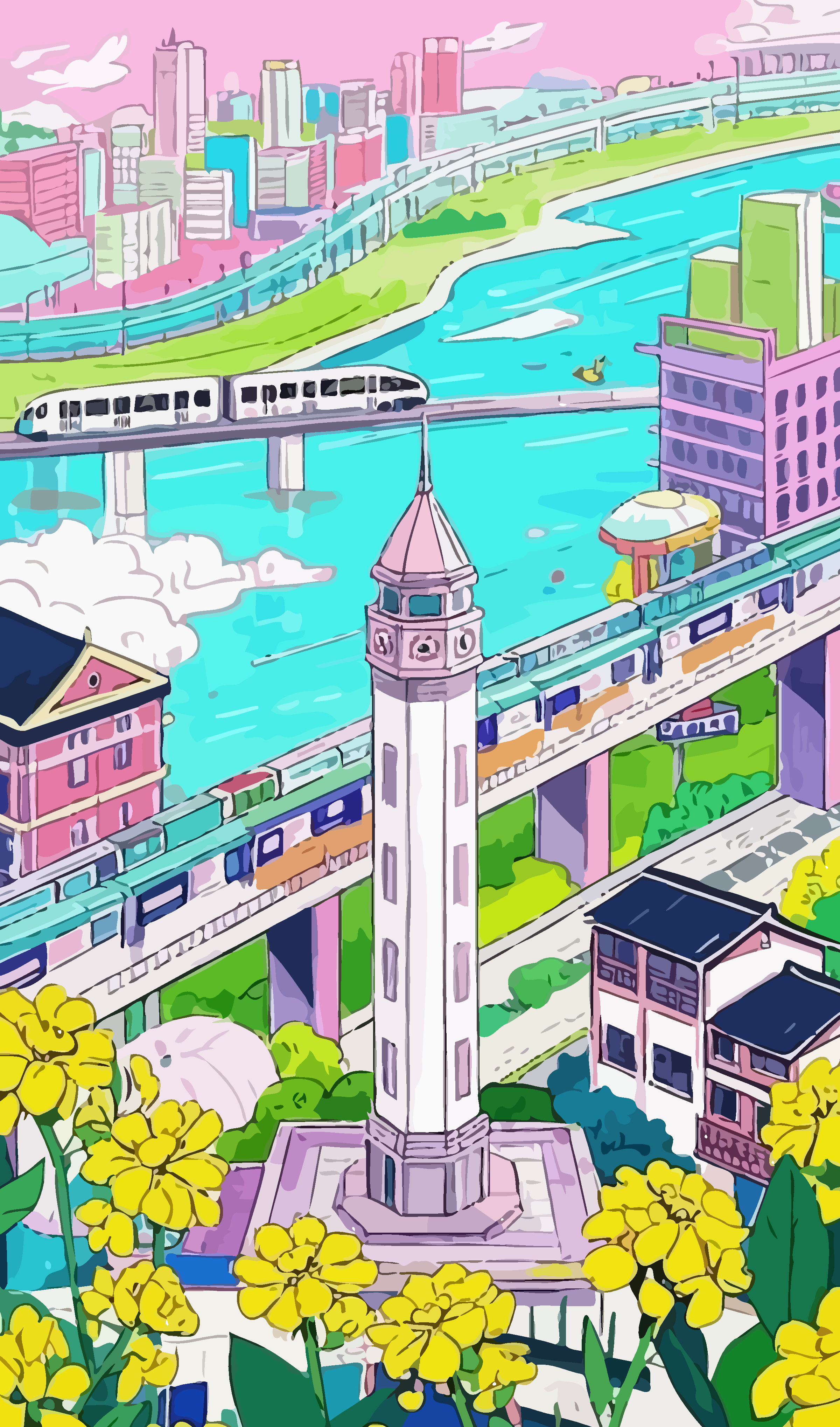 城市建筑重庆建筑矢量插画图形素材