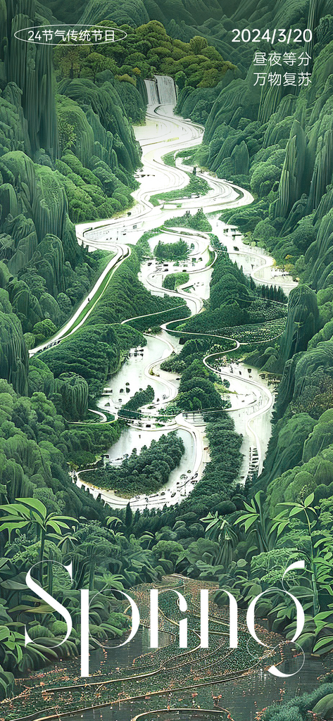 春分简约节气节日插画唯美大气海报素材