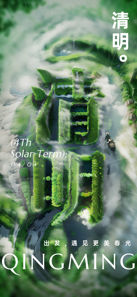 企业清明节祝福SD文字创意全屏竖版海报素材