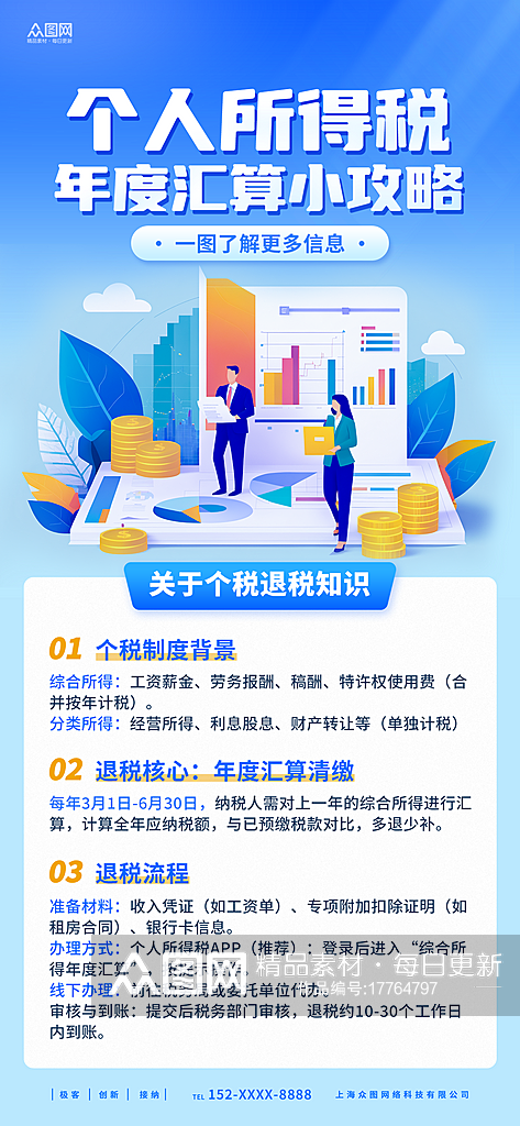 个人所得税个税退税规则金融海报素材下载-众图网