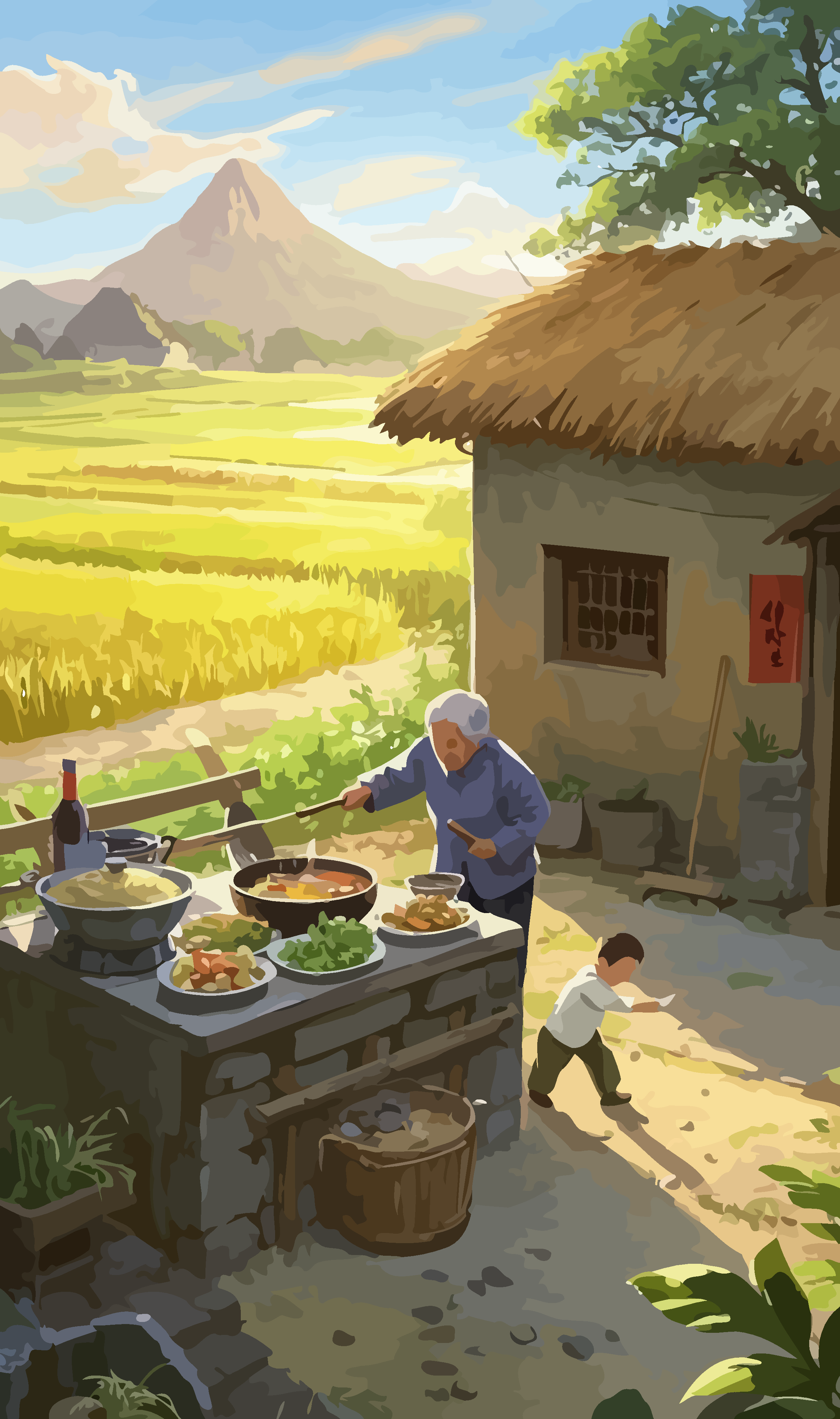 插画风景秀丽矢量图形素材