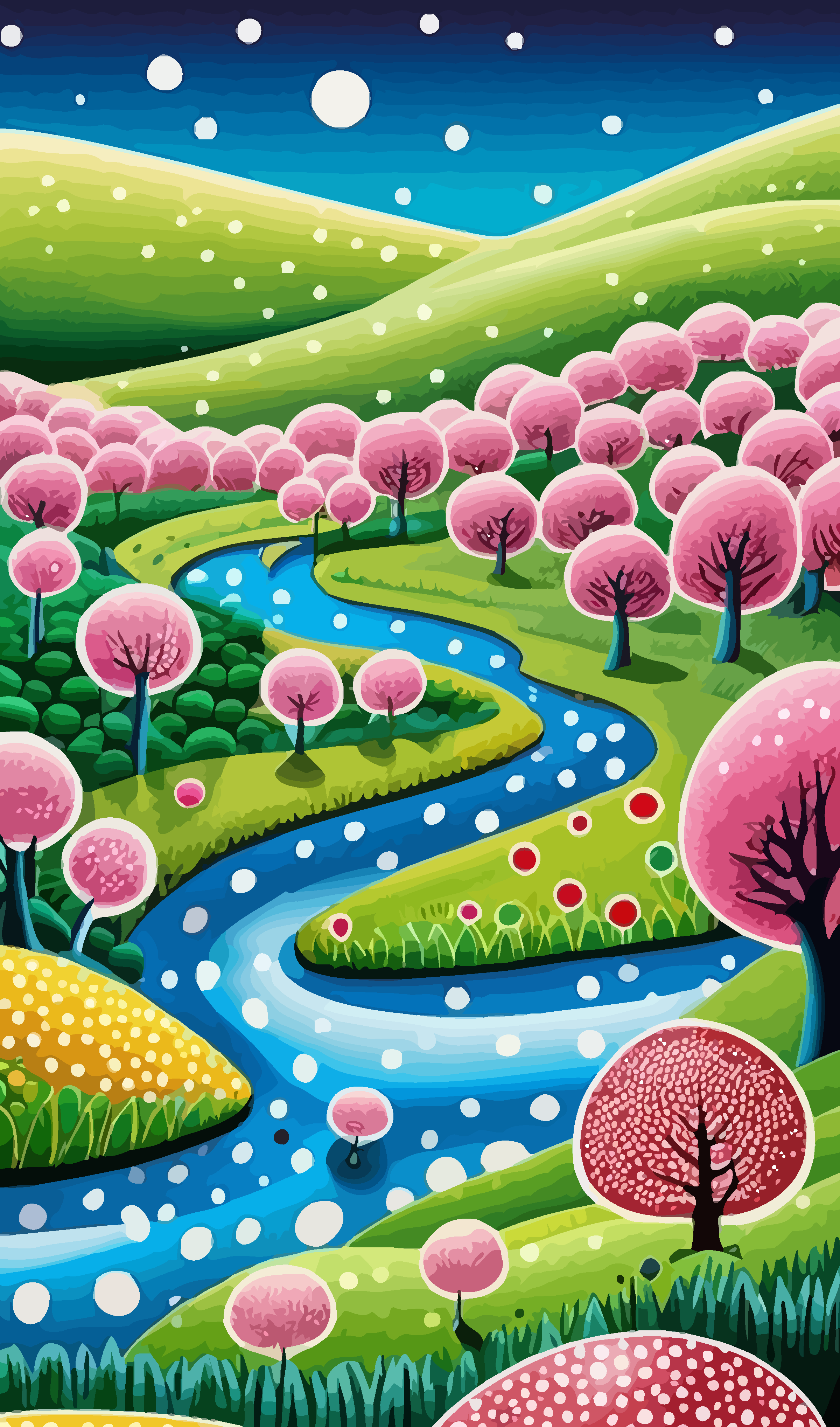 五彩风景彩色风景创意风景矢量插画图形素材
