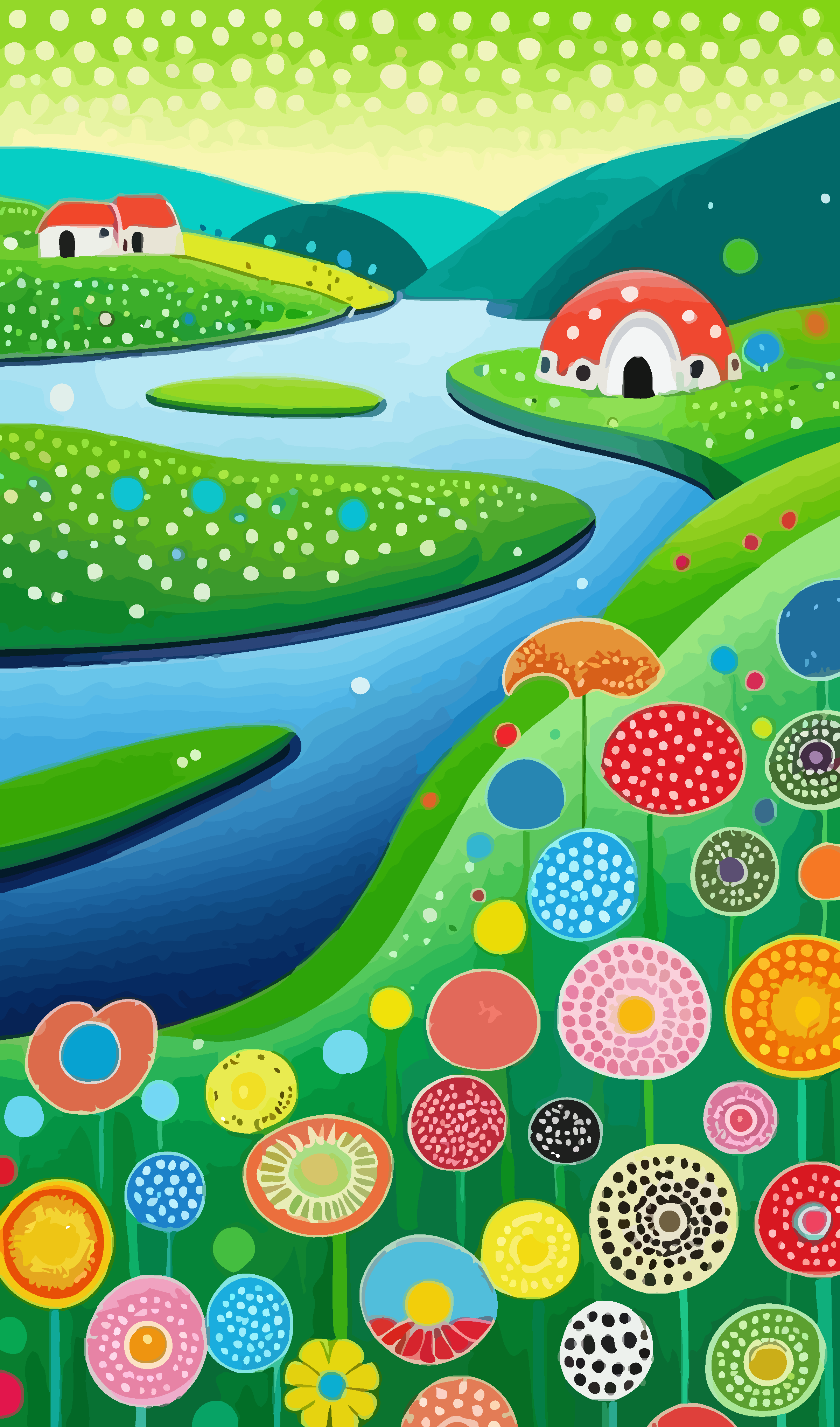 五彩风景彩色风景创意风景矢量插画图形素材