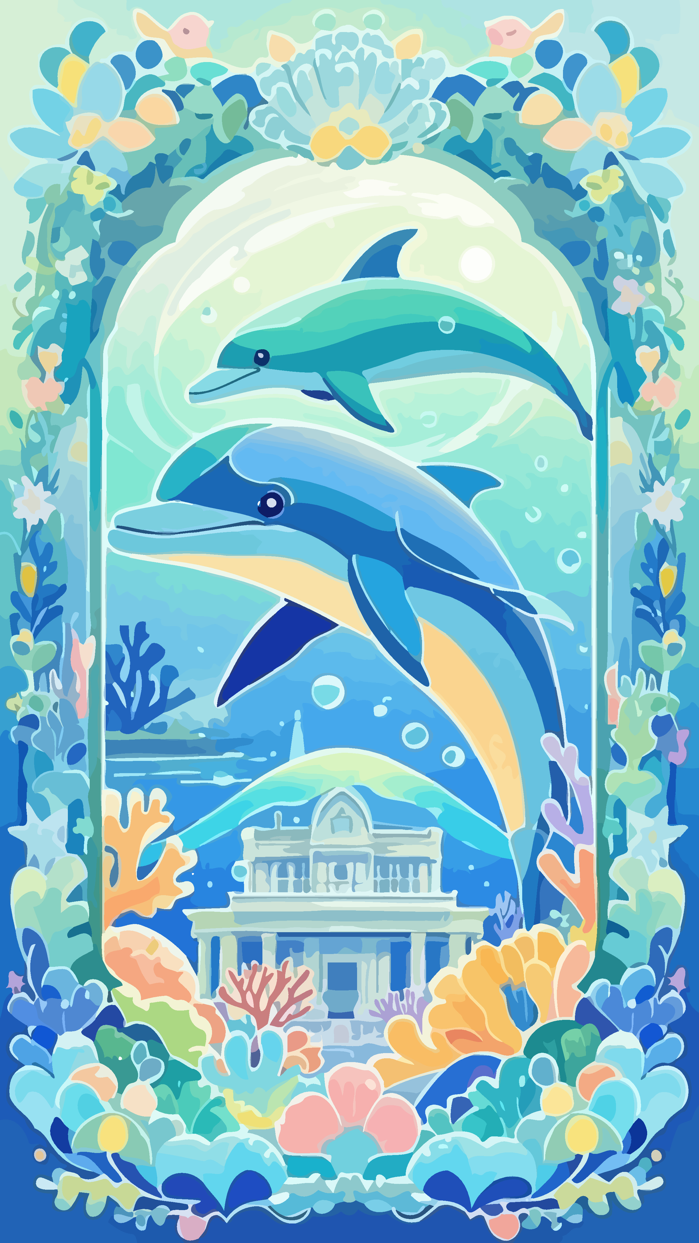 海豹海洋边框矢量插画图形素材
