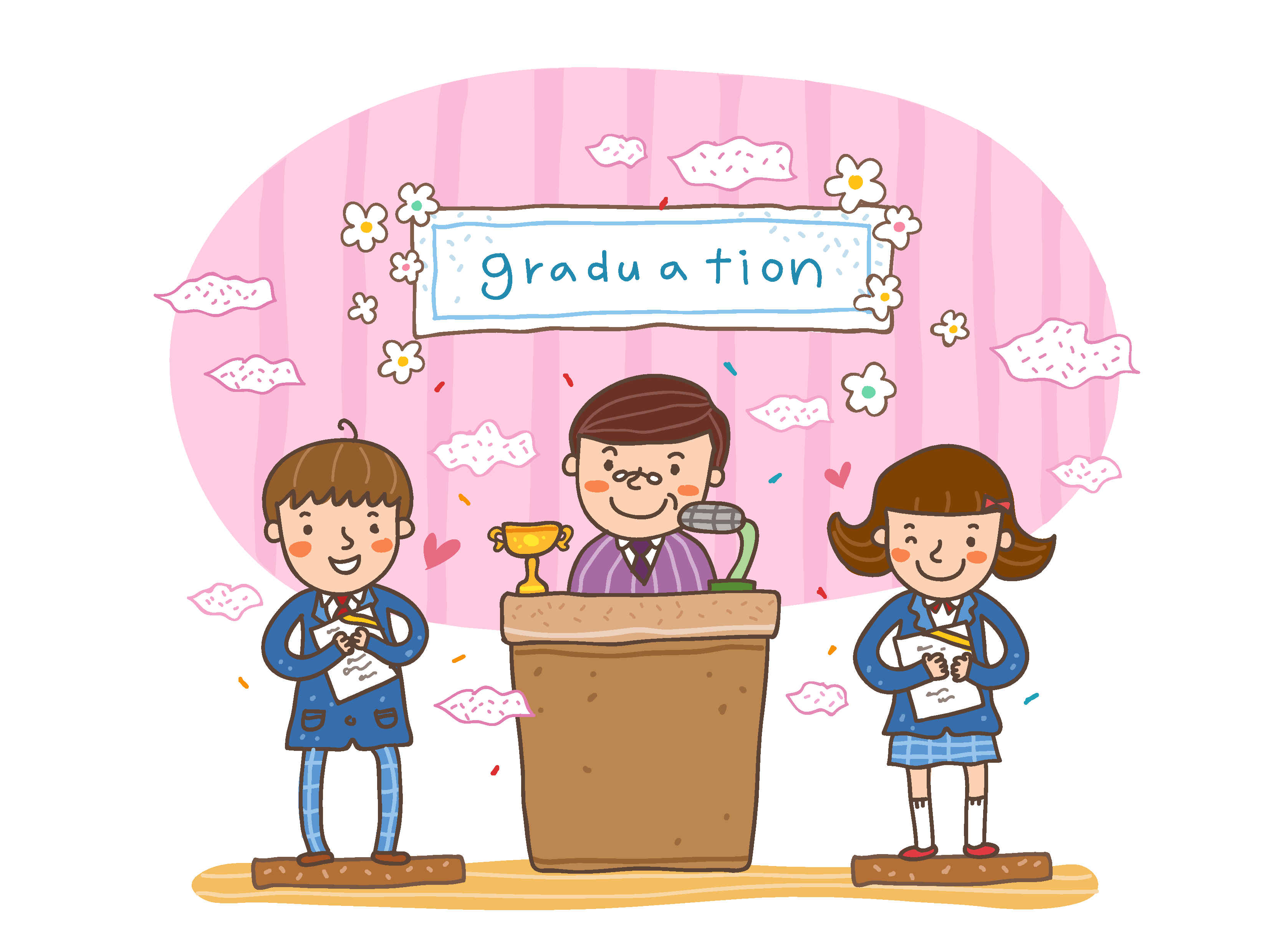 学校教育学位毕业小学生手绘插画素材