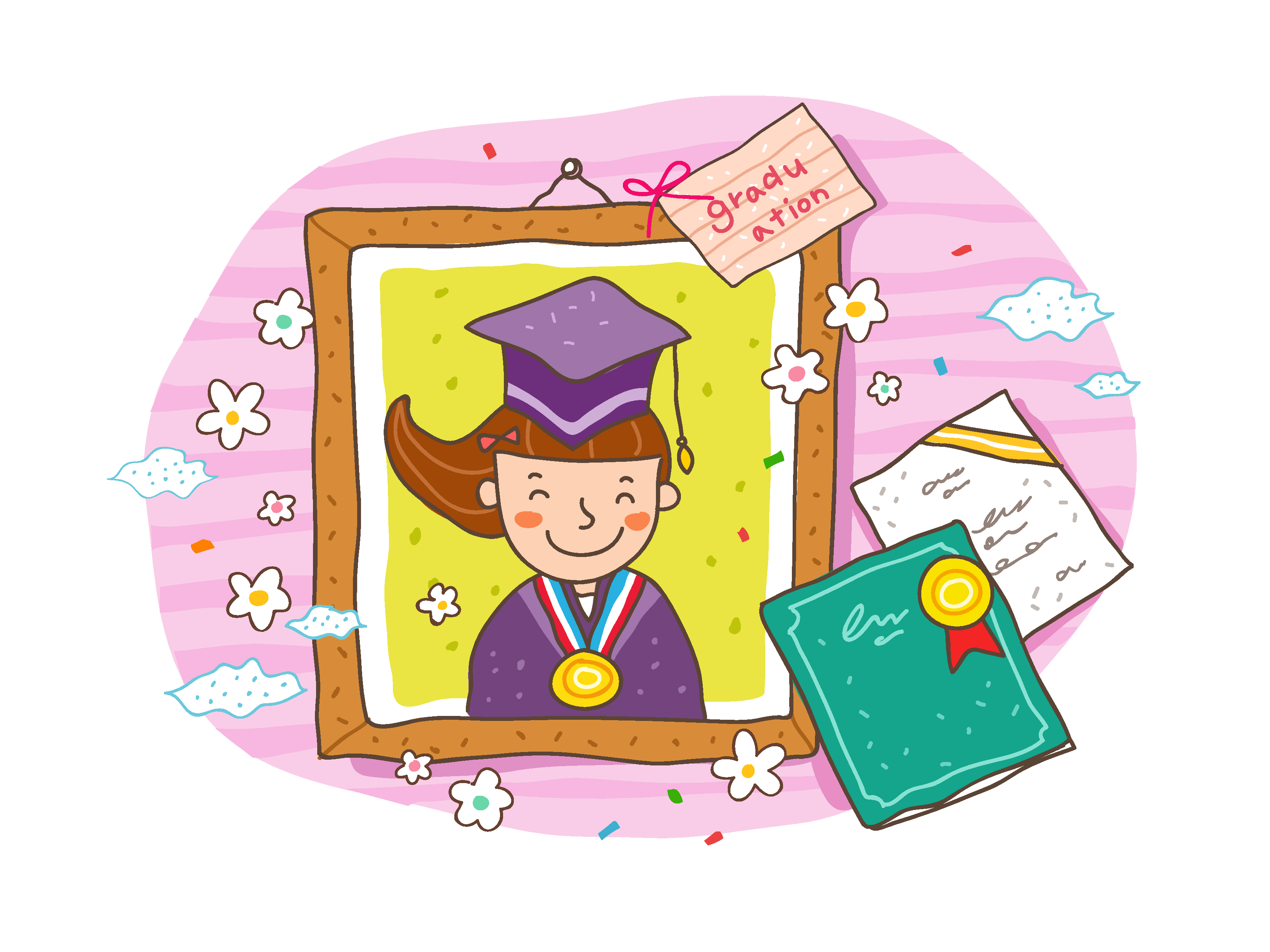 学校教育学位毕业小学生手绘插画素材