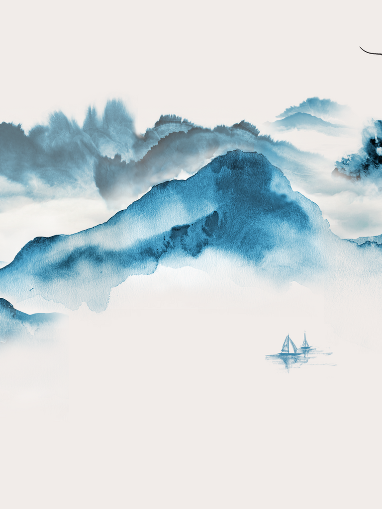 山水风景画中式装饰画素材