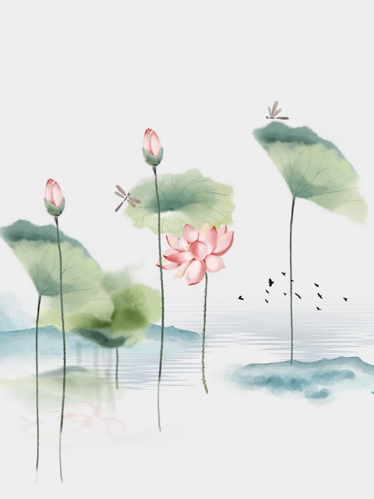 荷花荷叶插画素材素材
