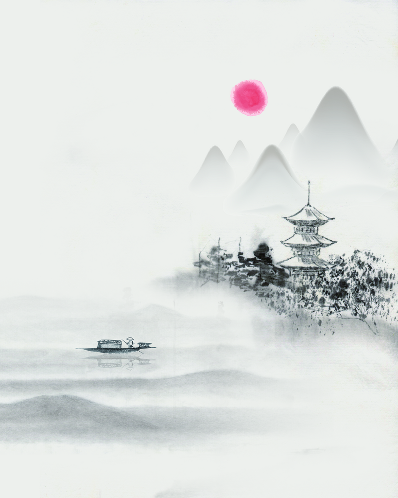 水墨山水风景画装饰画素材