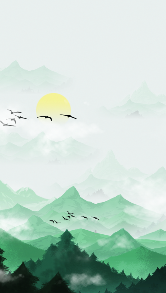 山水风景画中式装饰画挂画素材