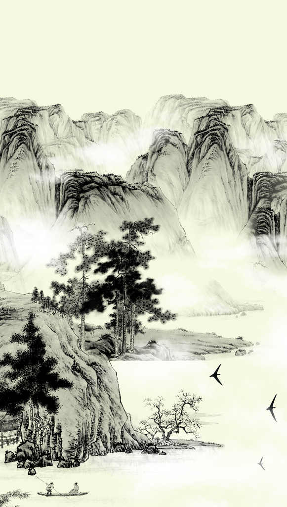 山水风景画中式装饰画挂画素材
