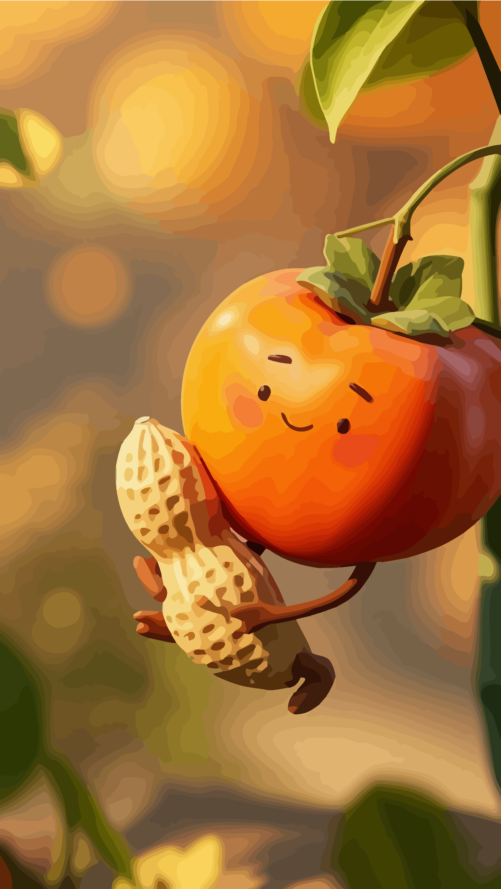 矢量Q版好柿花生插画元素素材