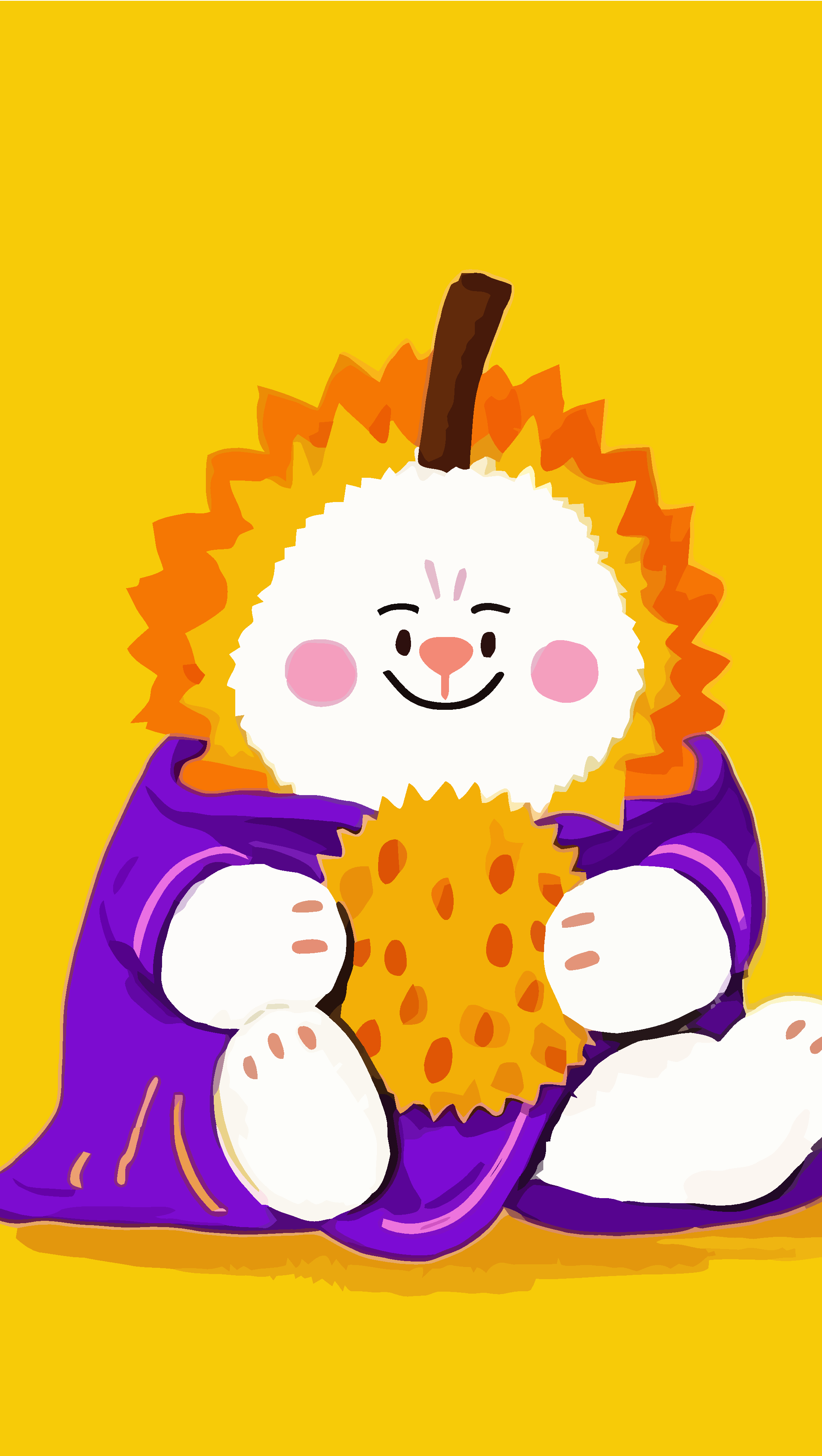 矢量Q版水果榴莲拟人化插画素材