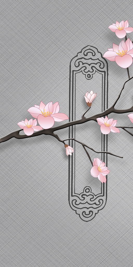 玉兰花中式装饰画挂画素材