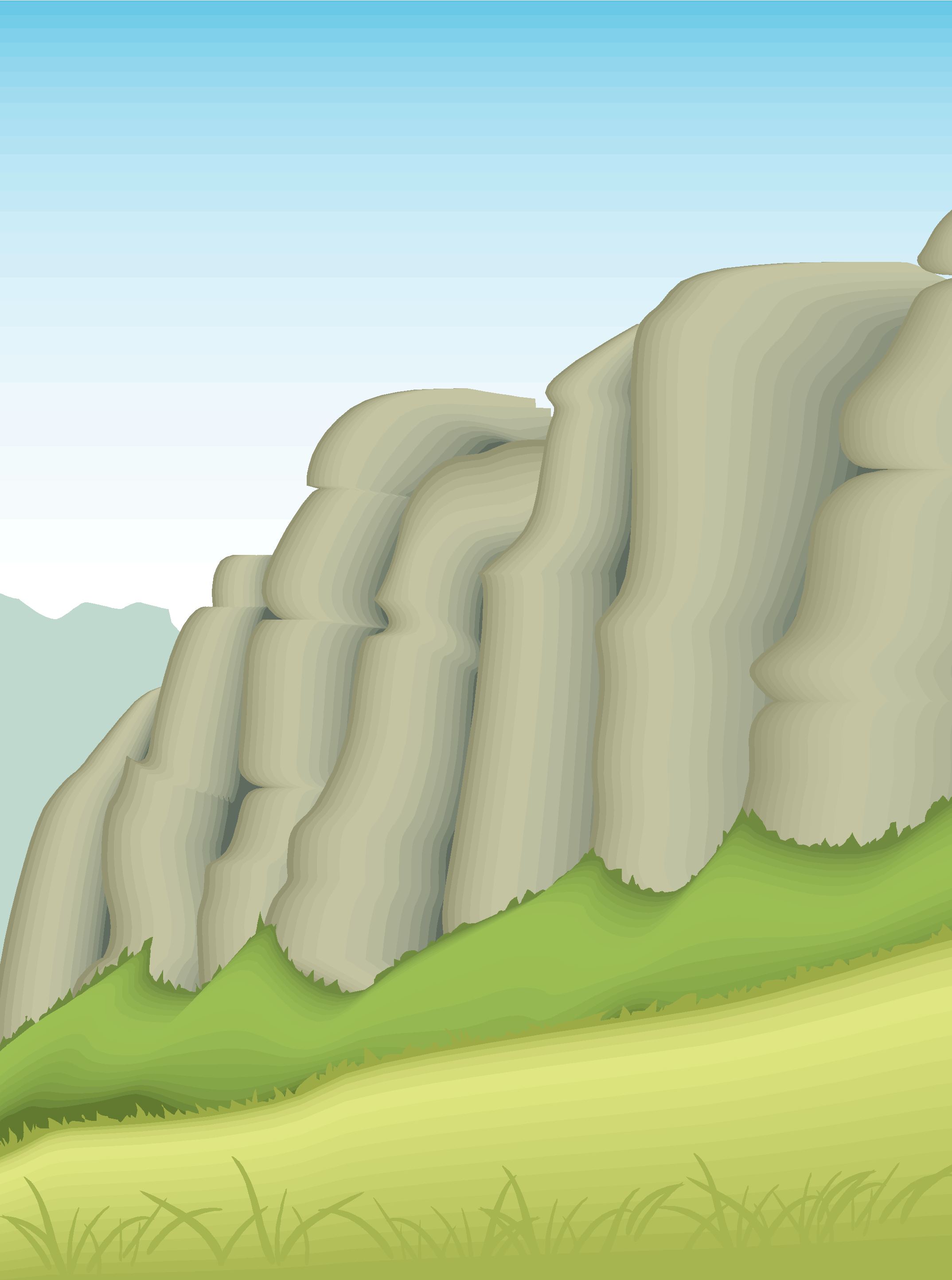 矢量野外山丘草地插画素材
