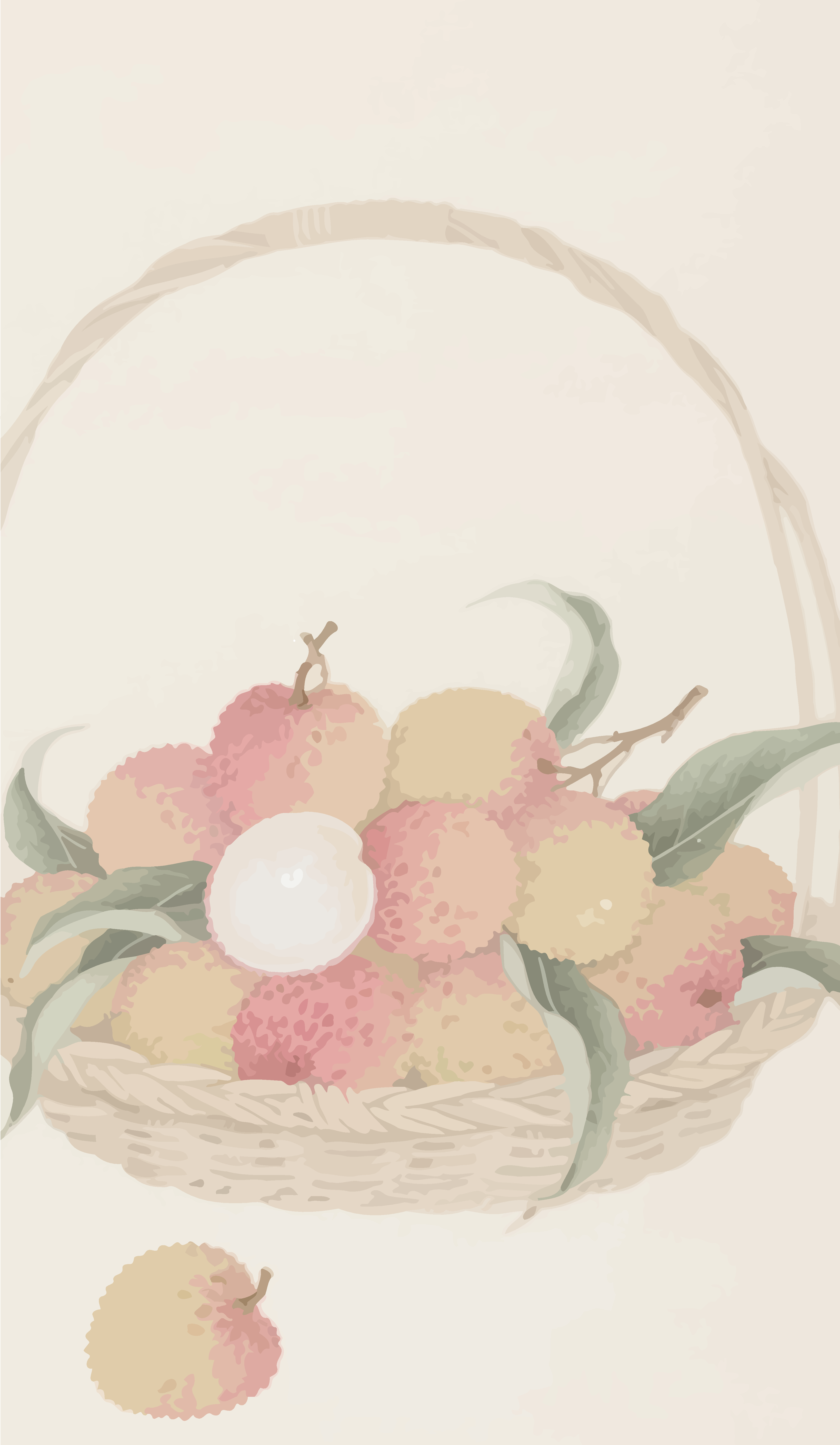 水彩画荔枝矢量插画素材下载-众图网