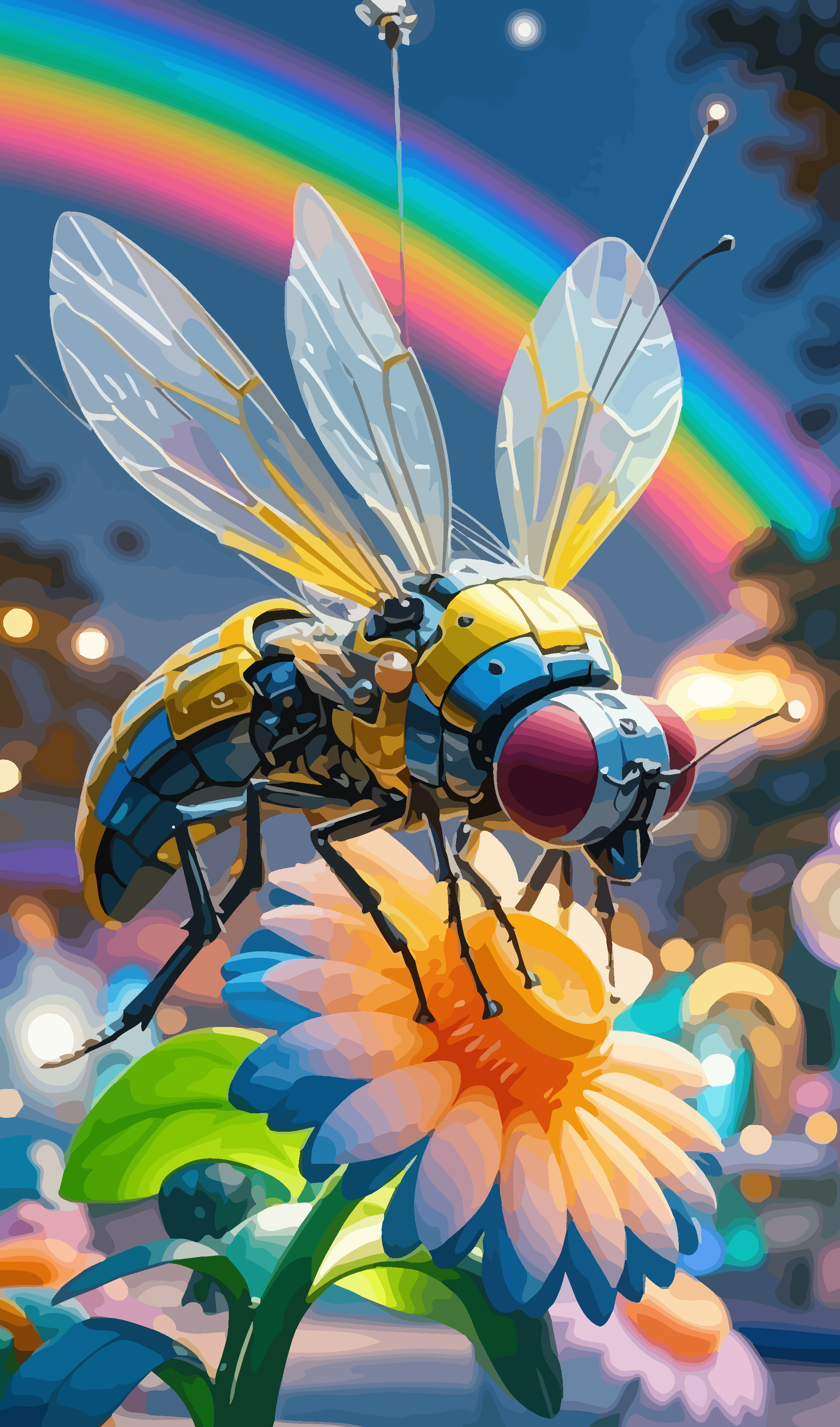 Q版机械苍蝇矢量插画元素素材