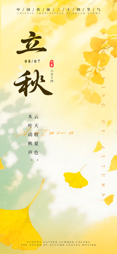 简约二十四节气立秋光影日签海报素材
