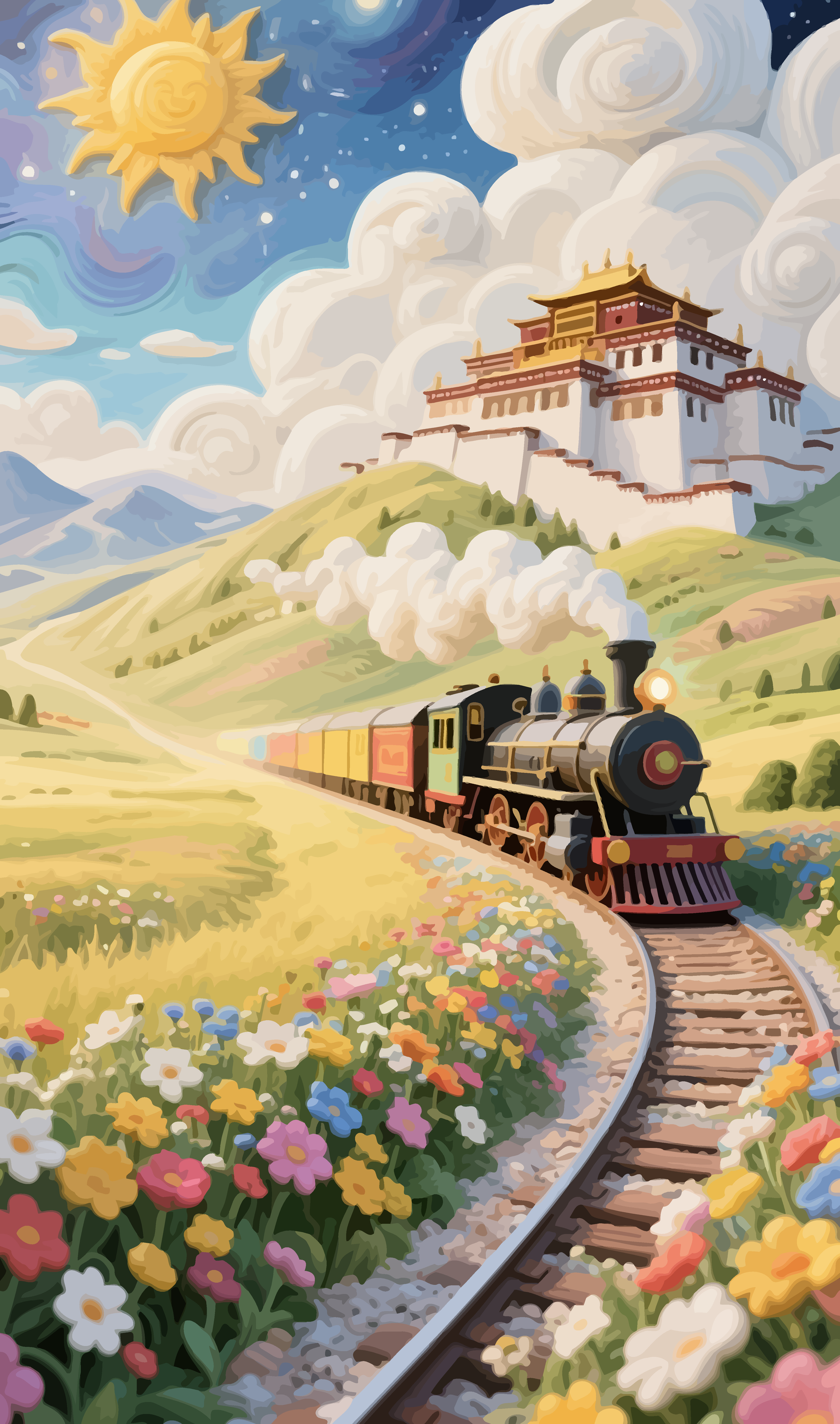 Q版行驶中的列车插画素材