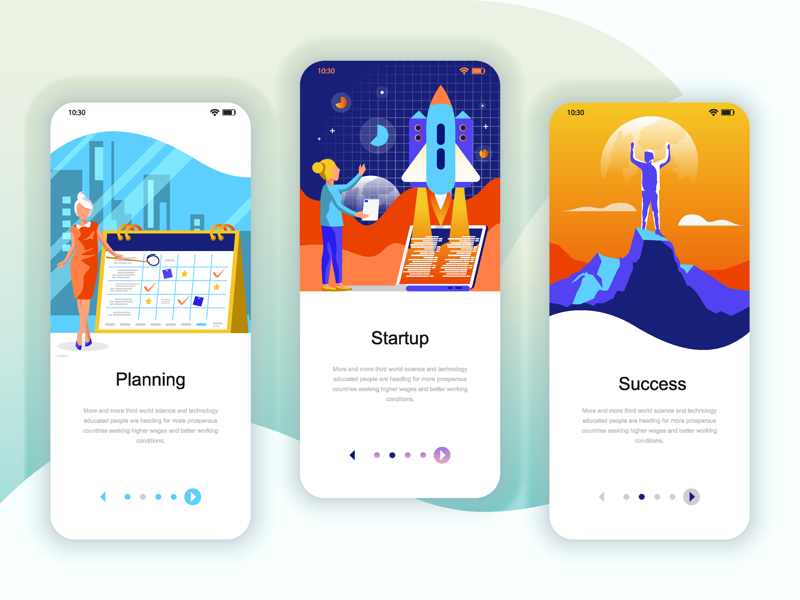 创意矢量APP引导页设计素材